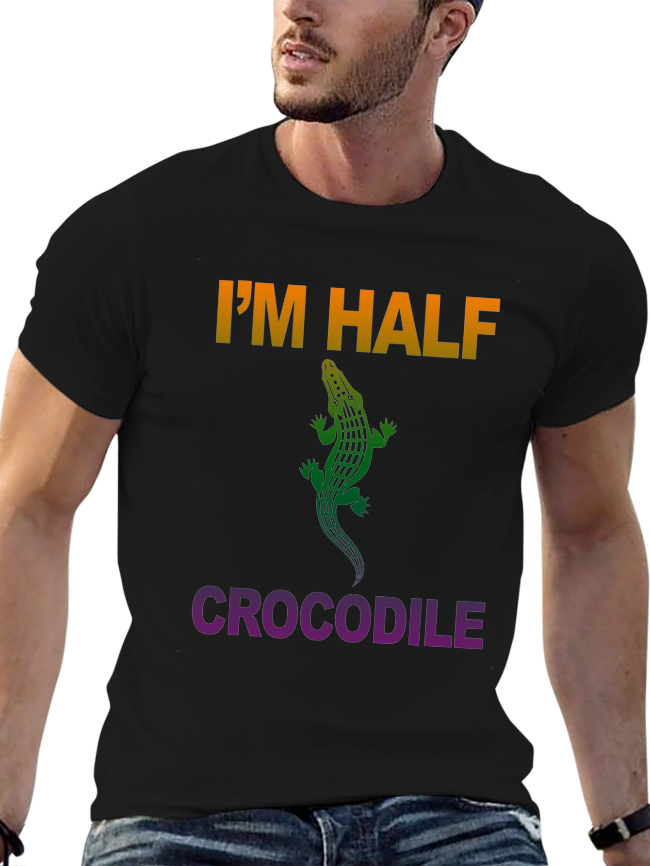 Im Half Crocodile Graphic Tee - Unique Design