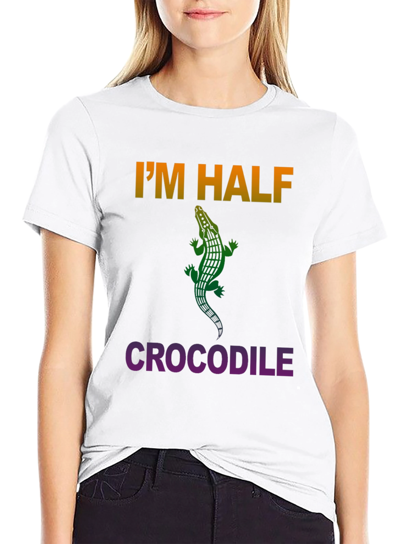 Im Half Crocodile Graphic Tee - Unique Design