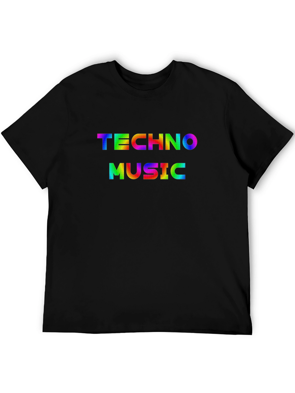 Techno Music Graphic Tee - Rainbow Print Shirt