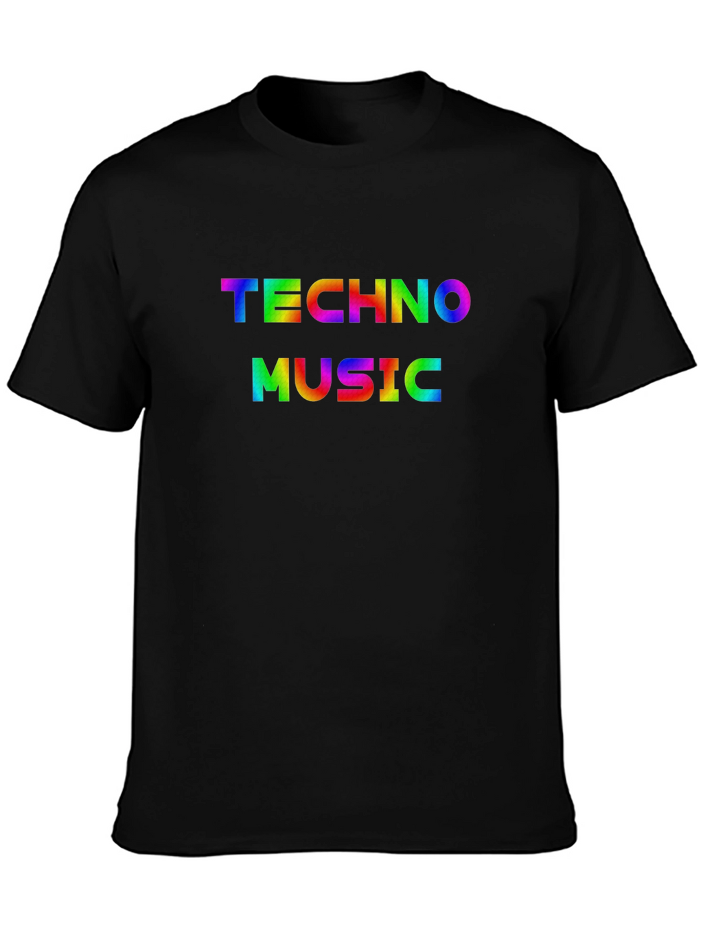 Techno Music Graphic Tee - Rainbow Print Shirt