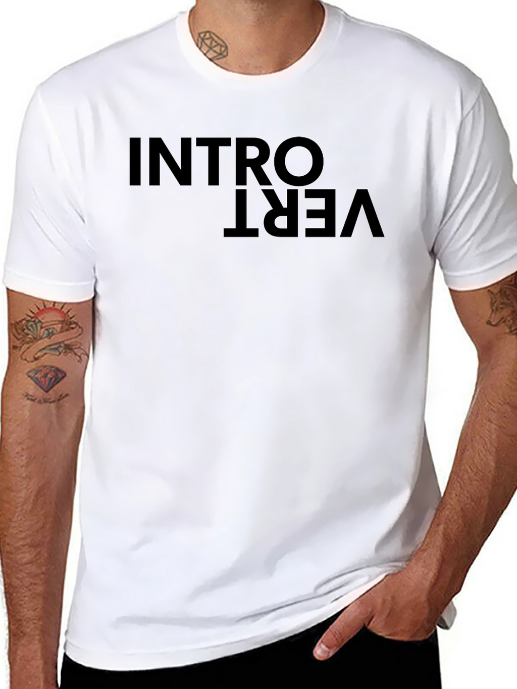 Introvert Graphic Tee - Black Casual T-Shirt