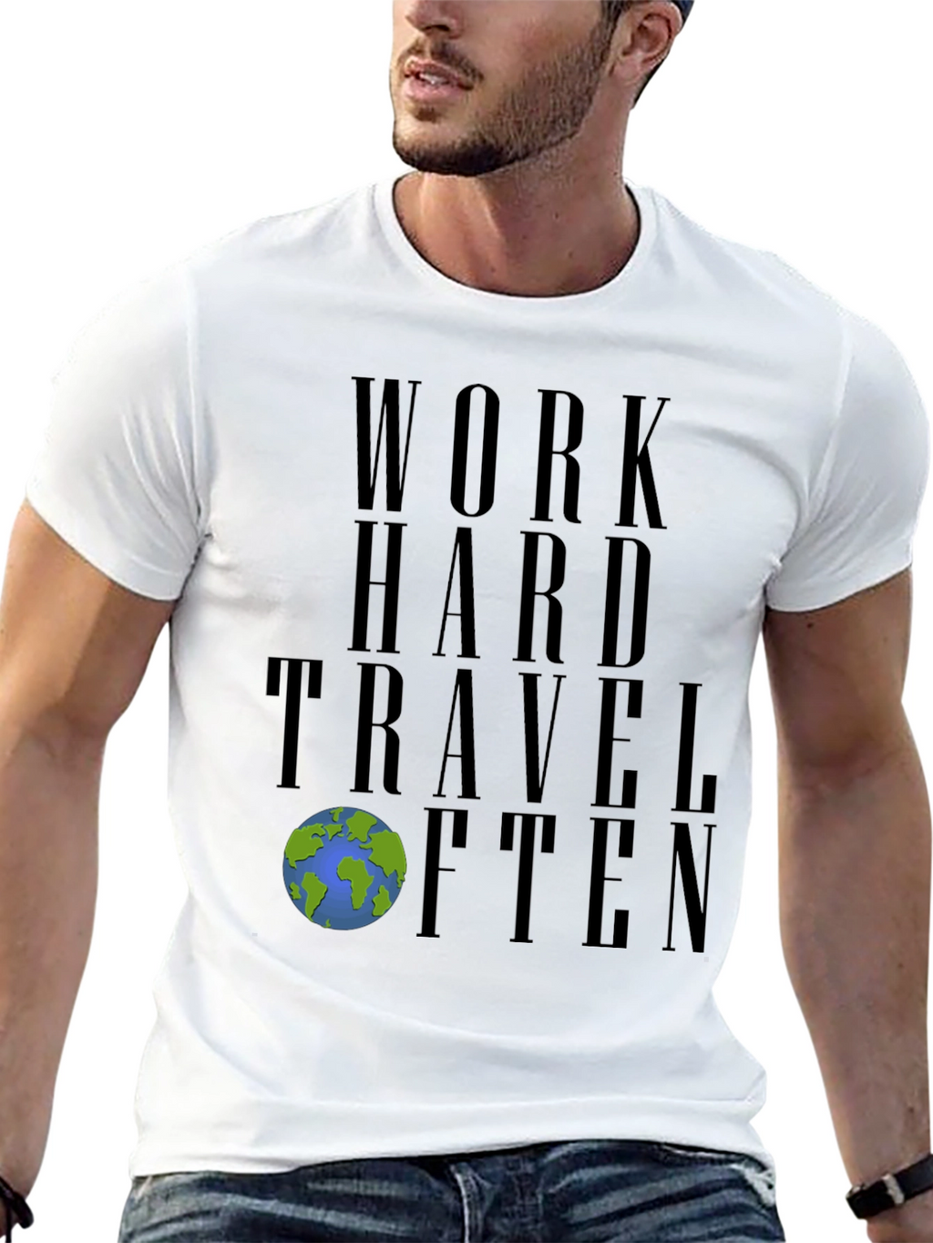 Work Hard Travel Often Black Graphic Tee