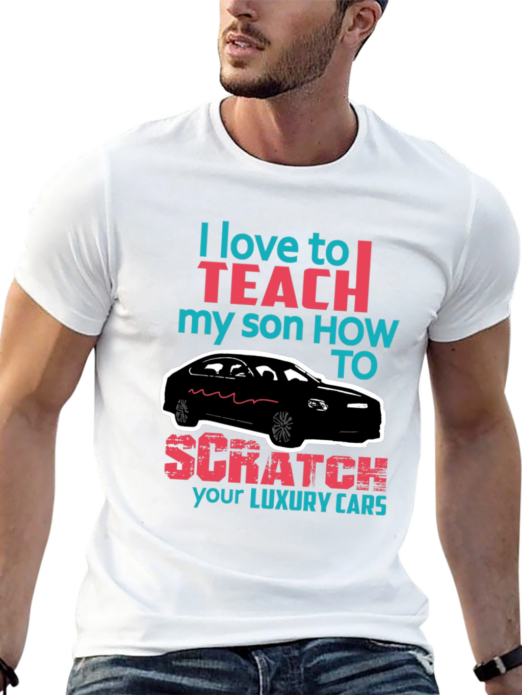 Funny Scratch Luxury Cars Graphic T-Shirt