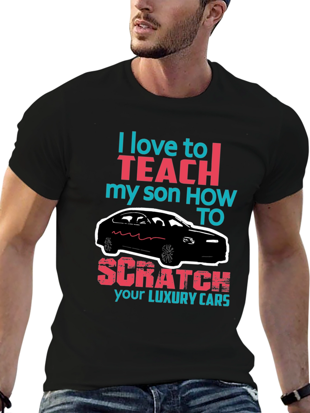 Funny Scratch Luxury Cars Graphic T-Shirt