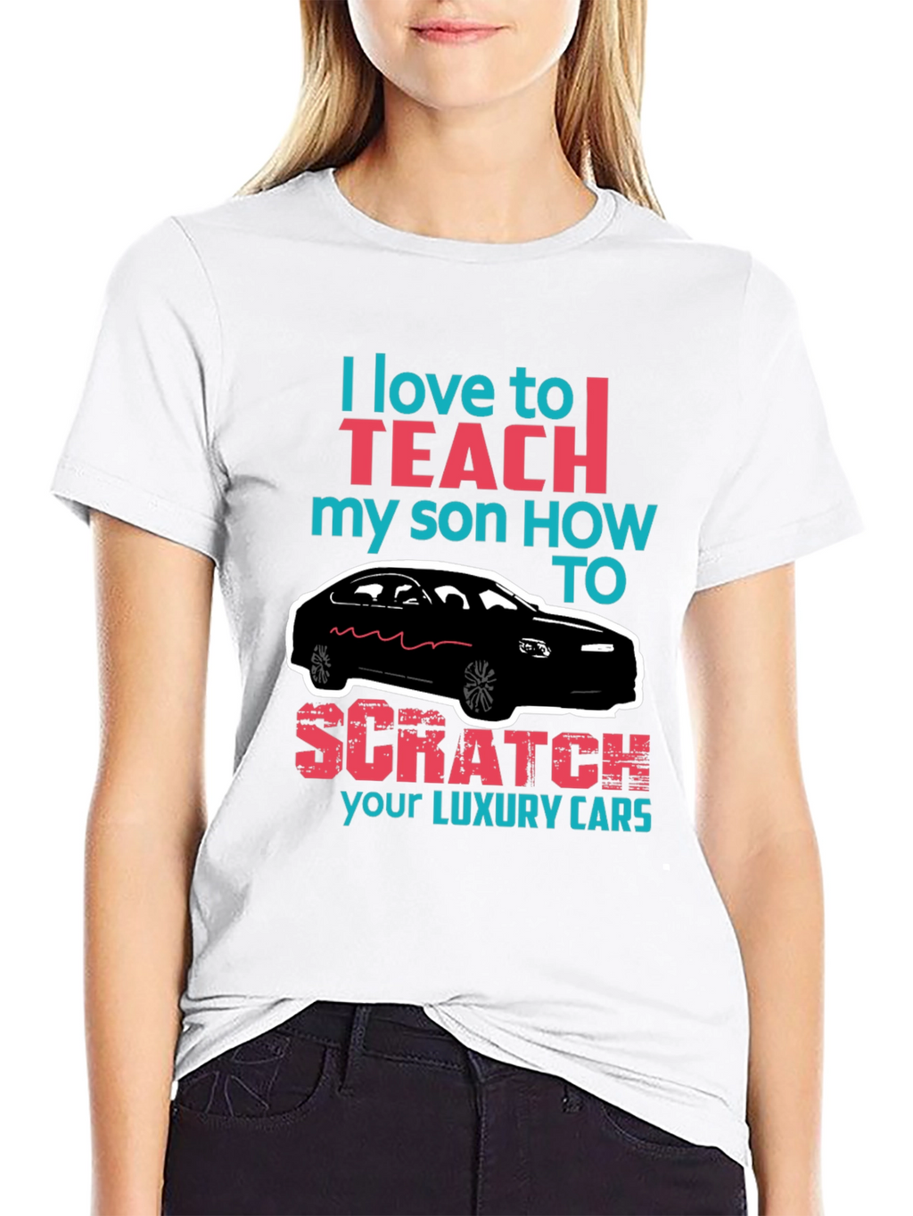 Funny Scratch Luxury Cars Graphic T-Shirt