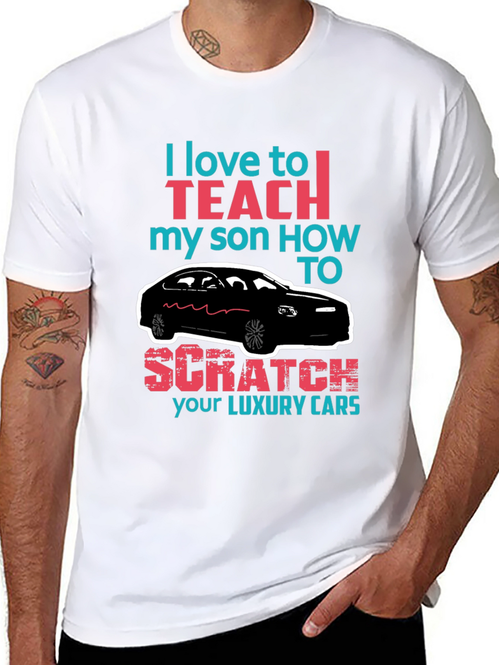 Funny Scratch Luxury Cars Graphic T-Shirt