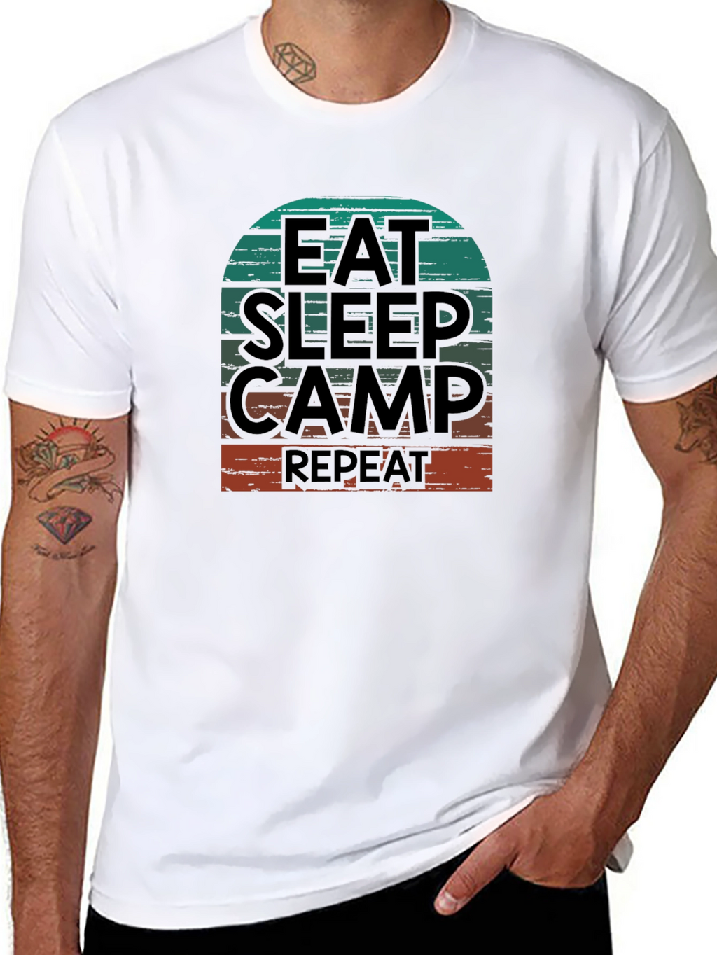 Eat Sleep Camp Repeat Graphic T-Shirt