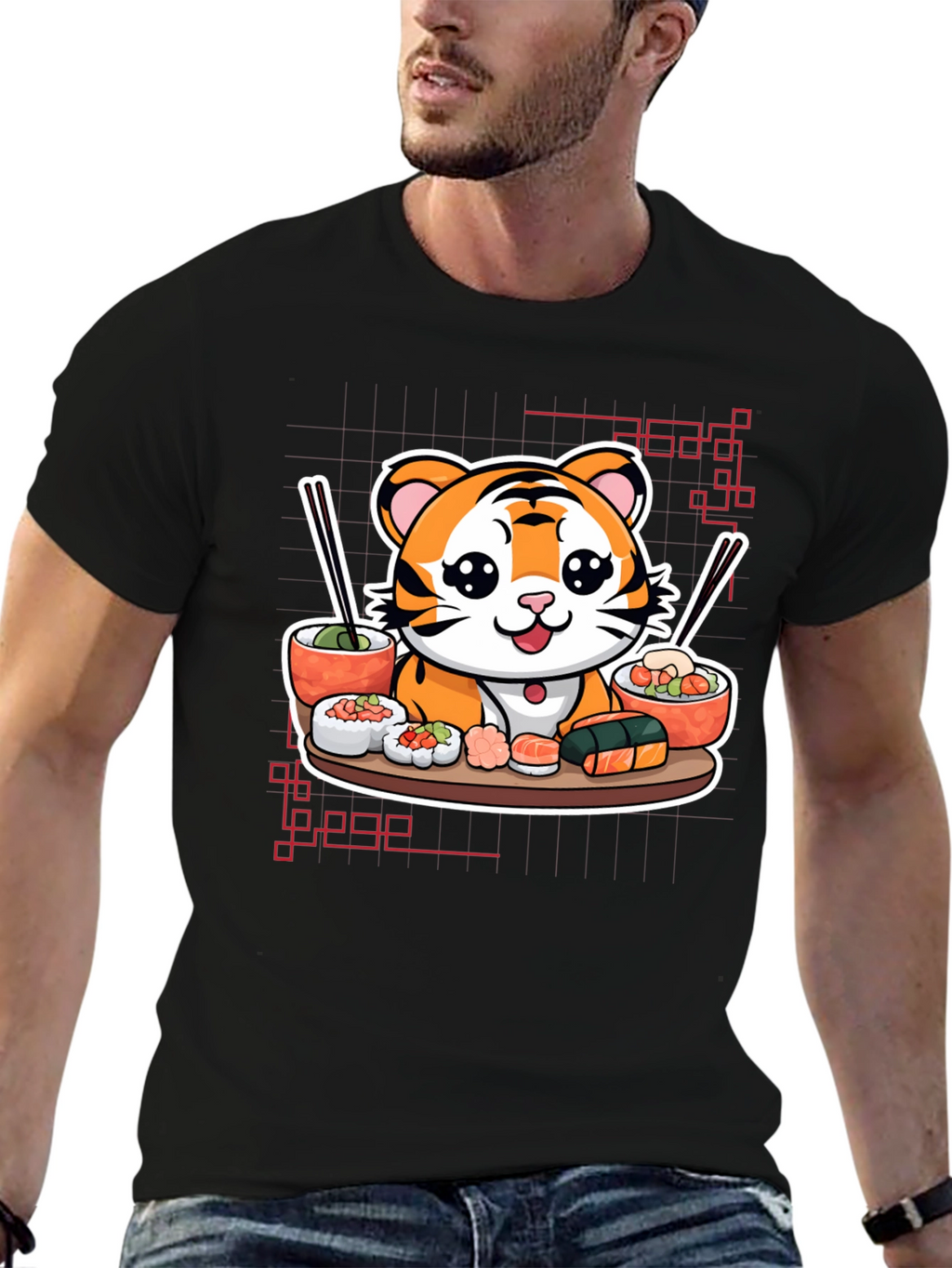 Sushi Tiger Graphic T-Shirt