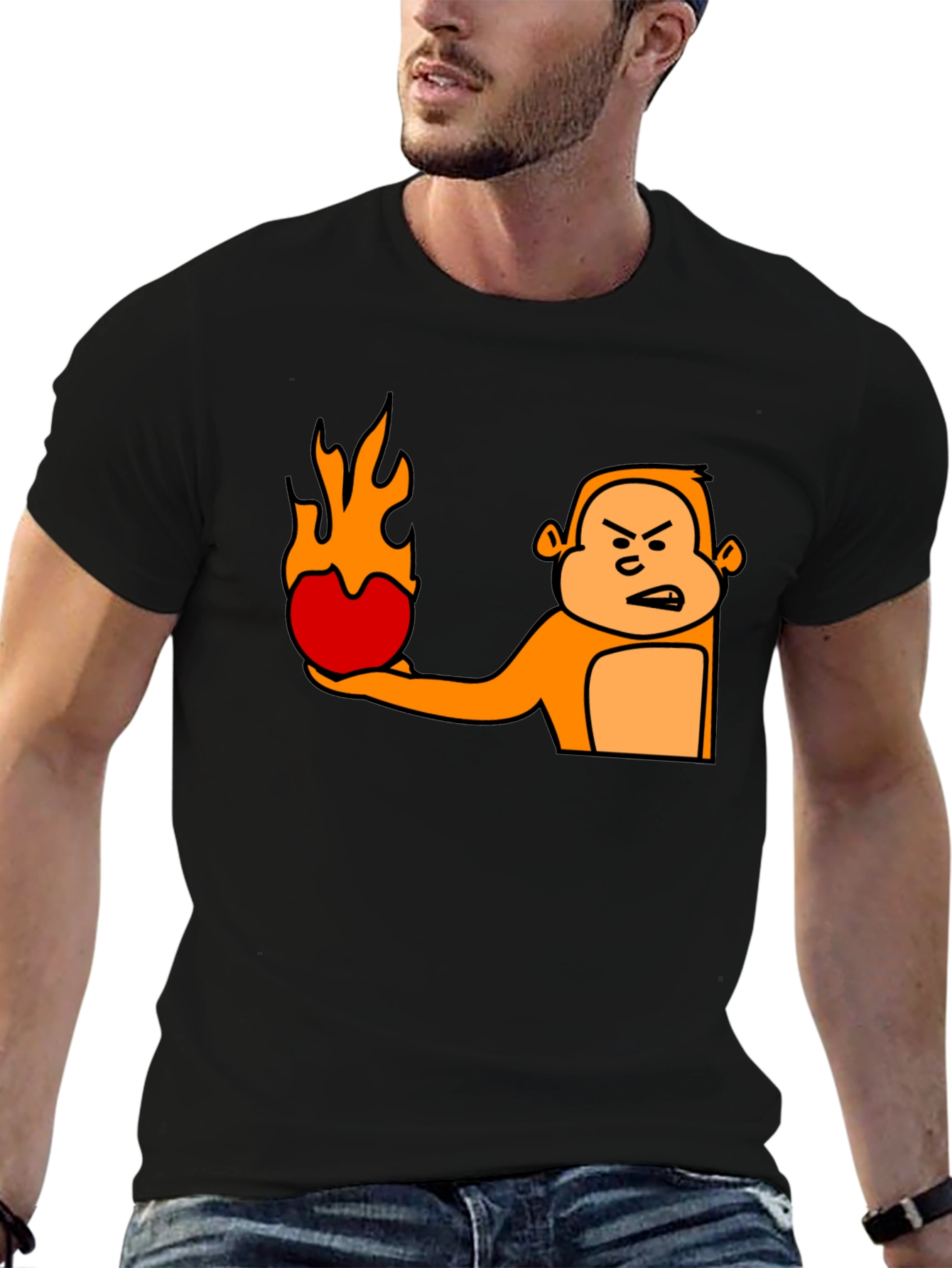 Angry Monkey Fireball Graphic T-Shirt