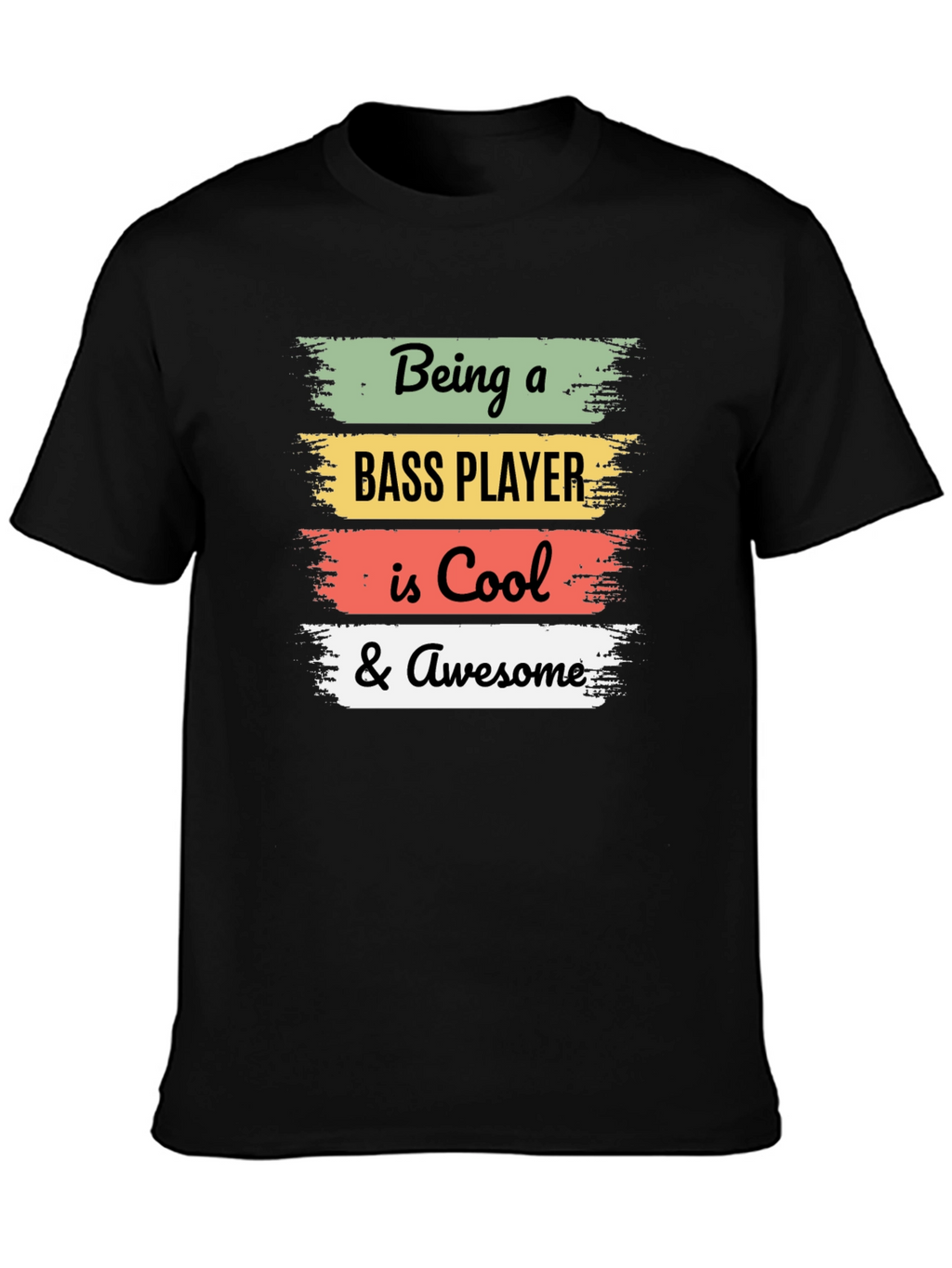 Cool Bass Player Black Graphic Tee