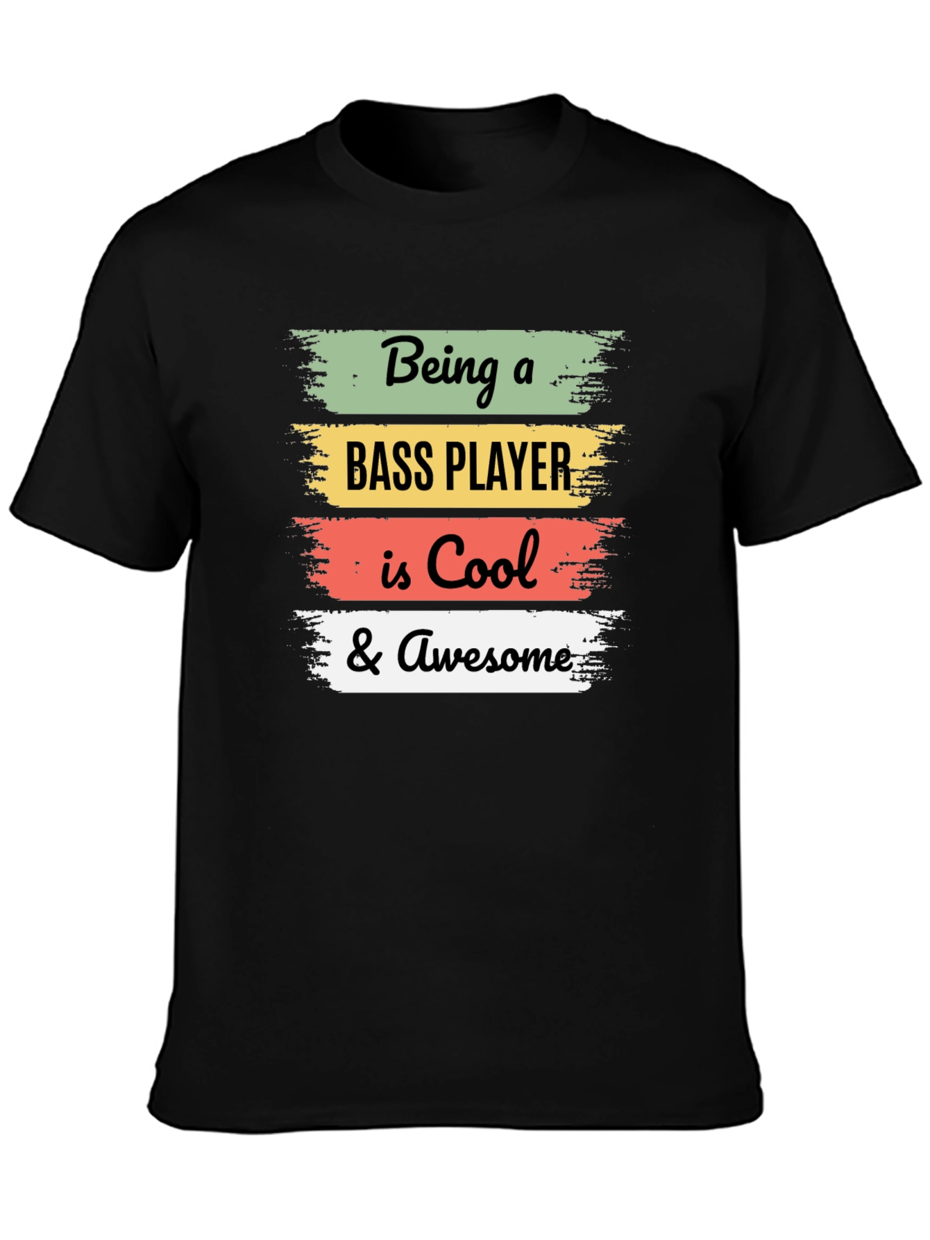 Cool Bass Player Black Graphic Tee