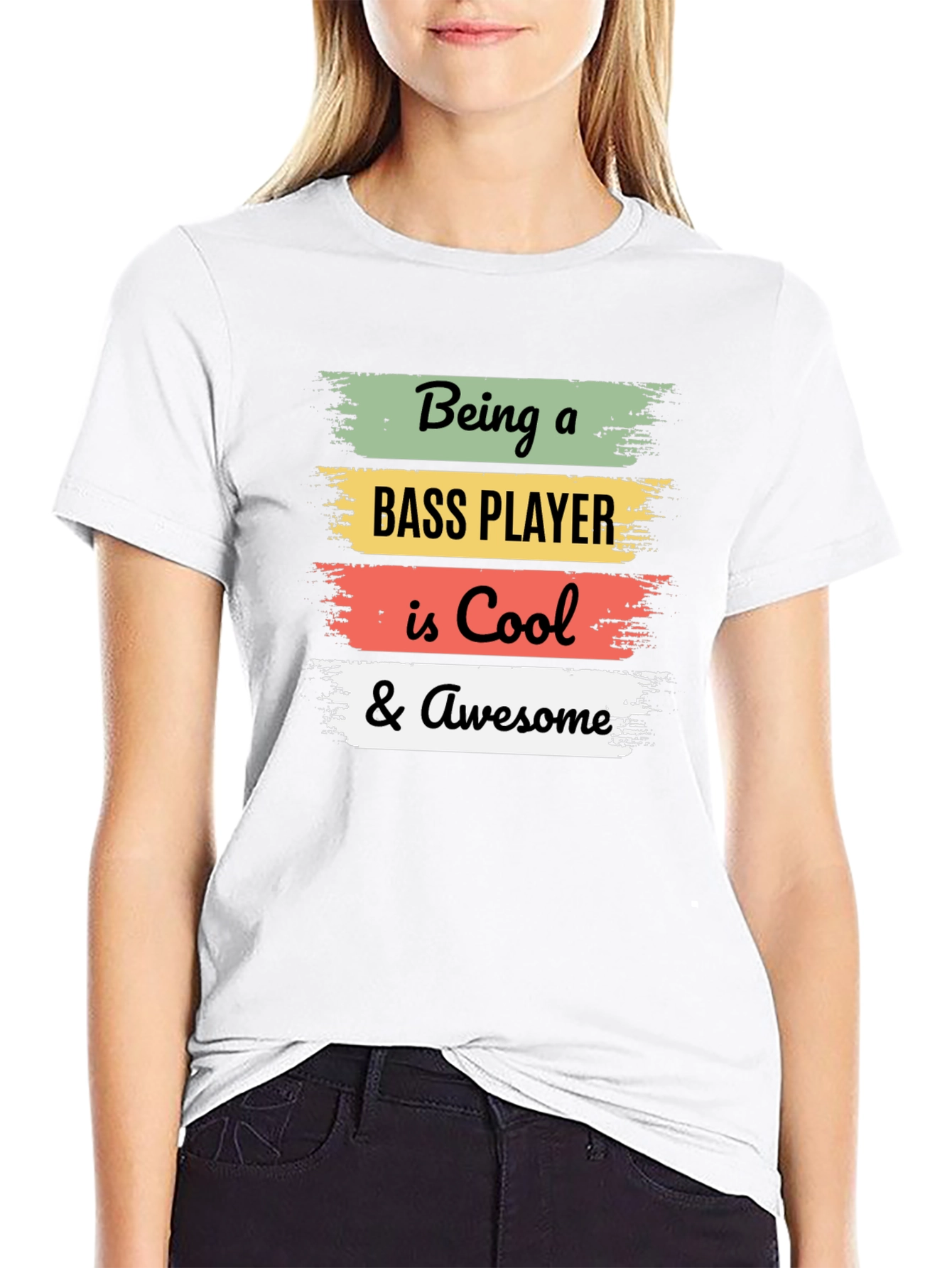 Cool Bass Player Black Graphic Tee