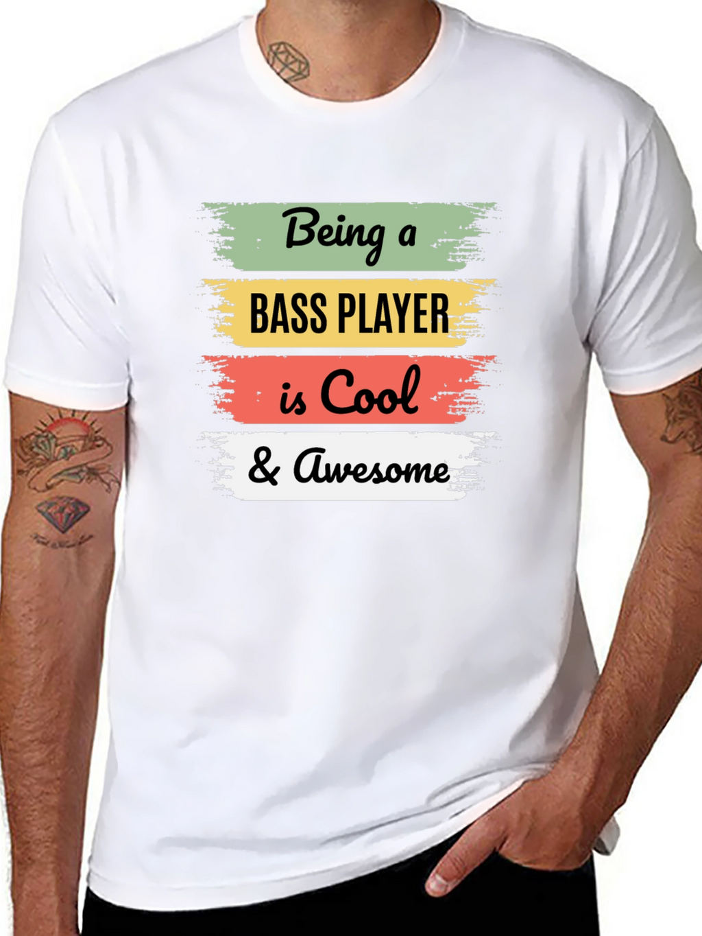 Cool Bass Player Black Graphic Tee