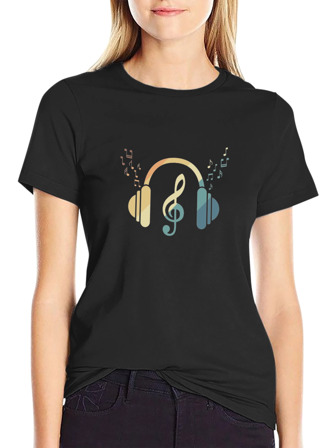 Musical Headphones T-Shirt - Black Cotton Tee