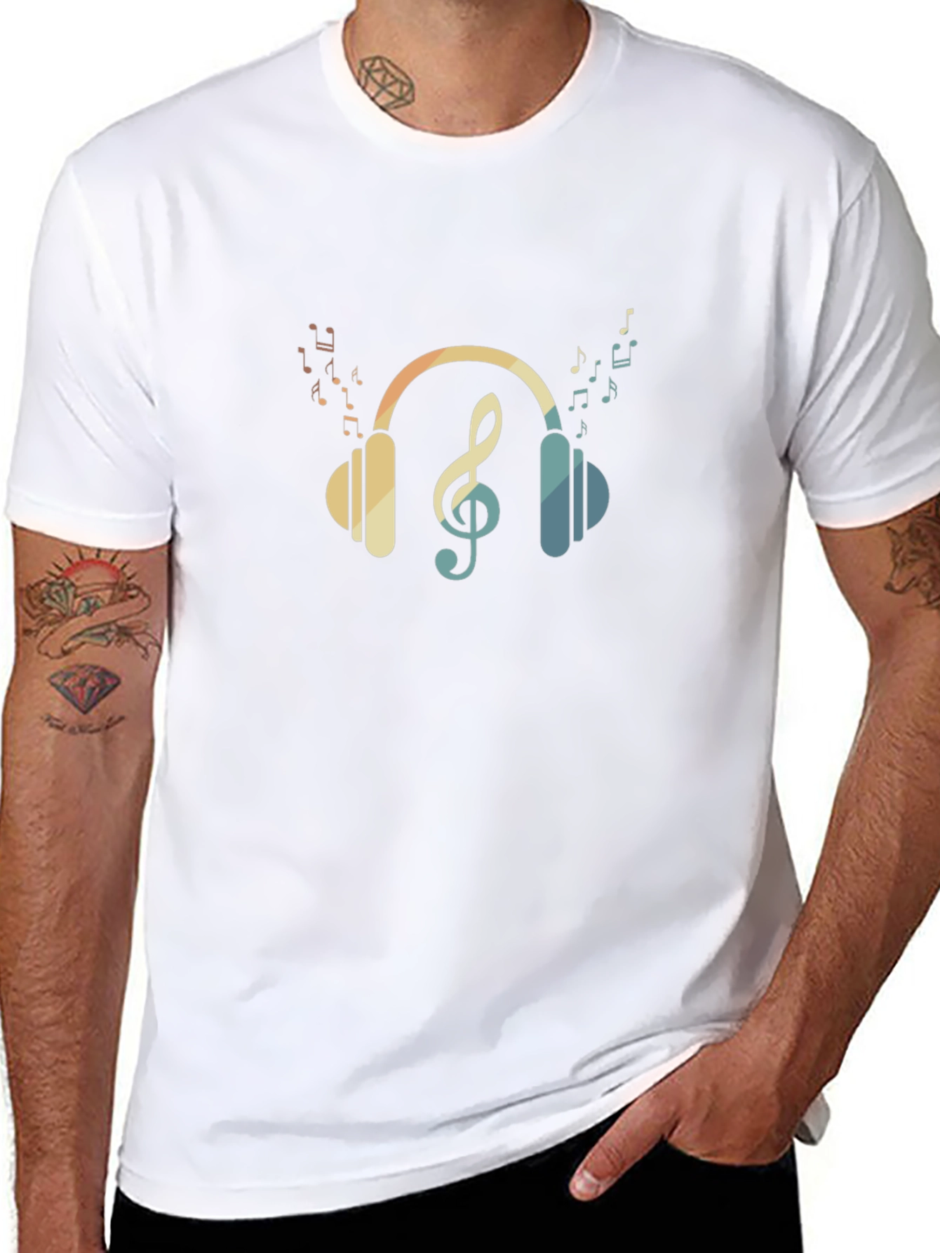 Musical Headphones T-Shirt - Black Cotton Tee