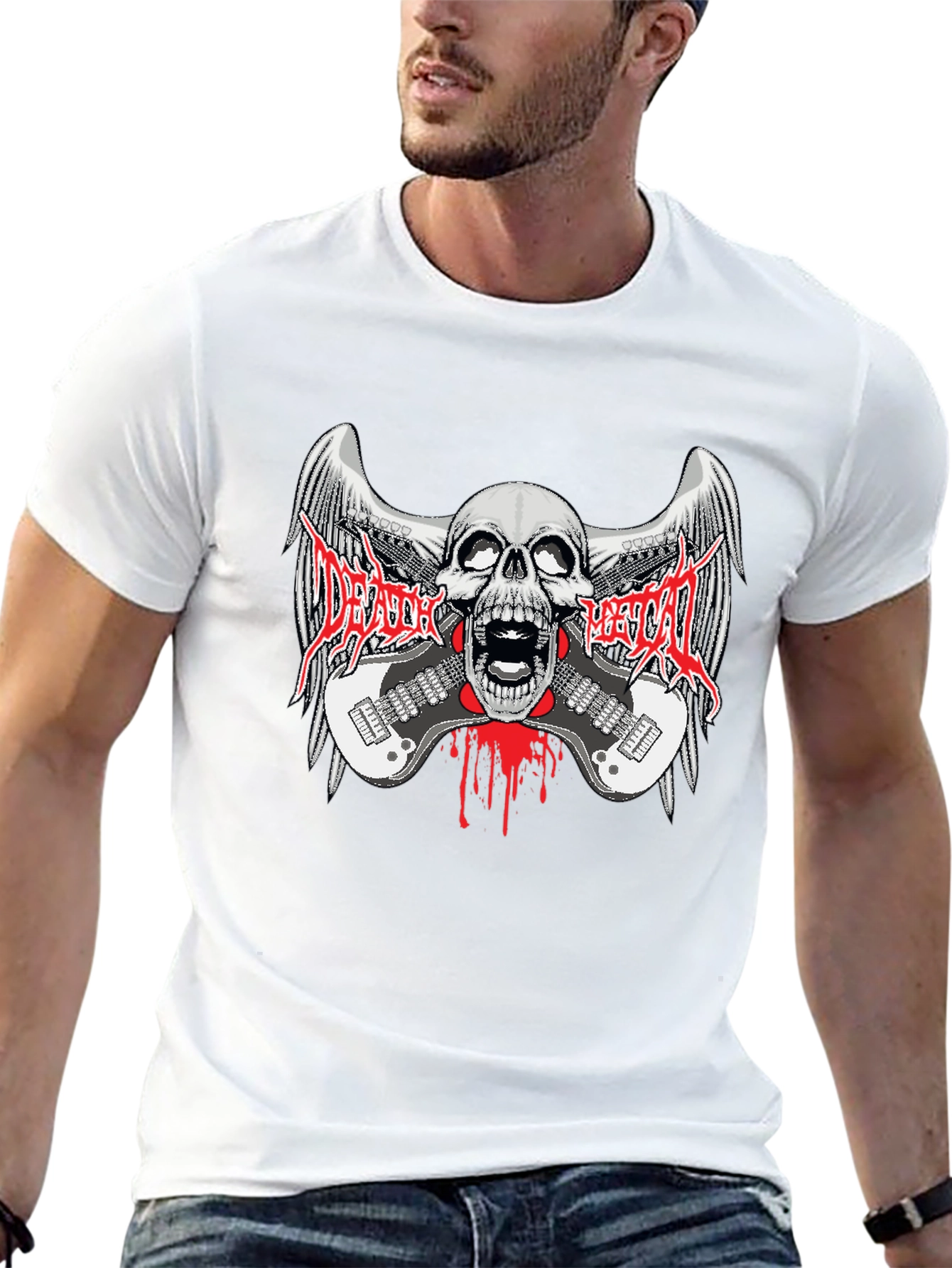 Death Metal Band Graphic Print Black T-Shirt