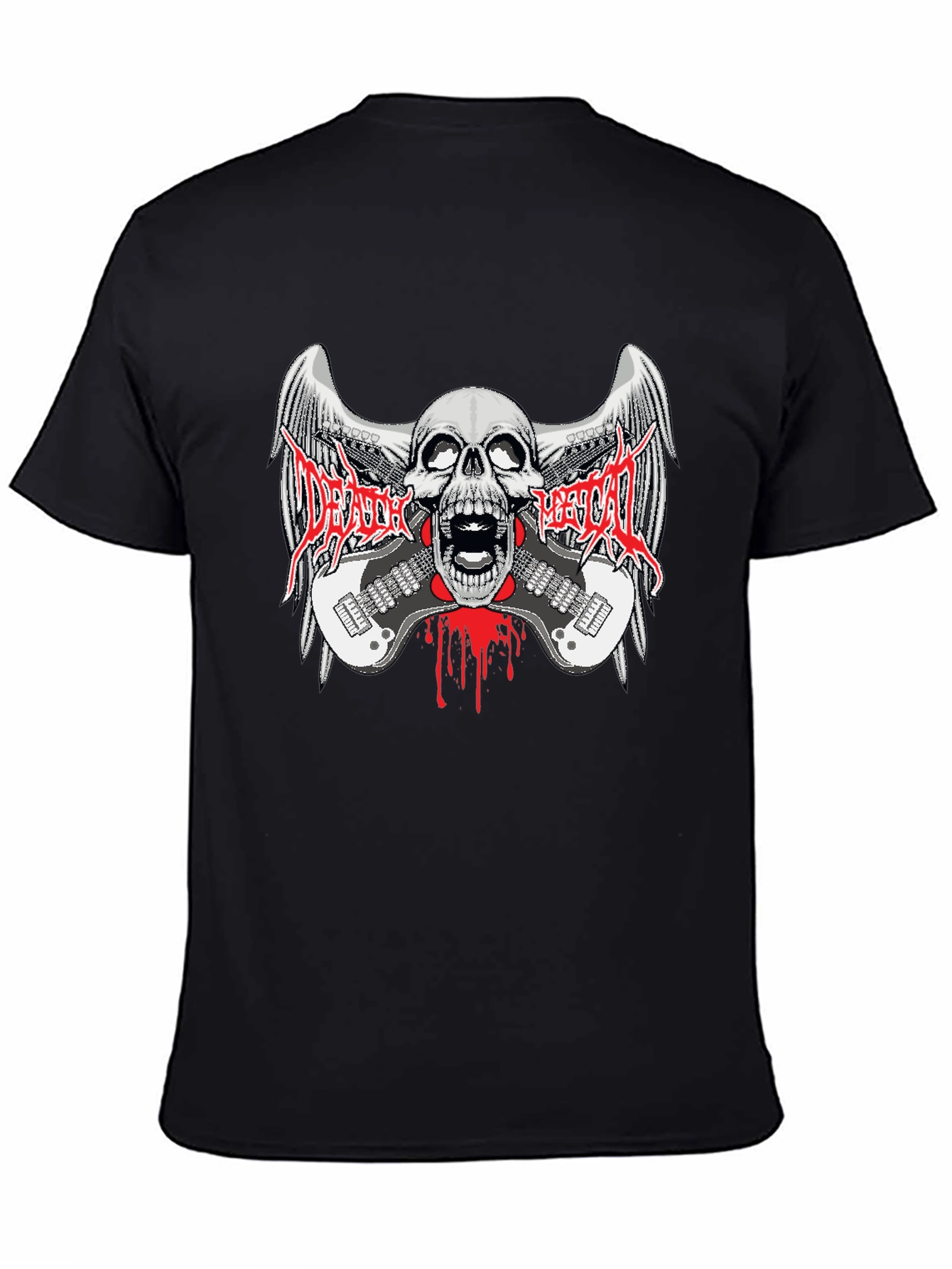 Death Metal Band Graphic Print Black T-Shirt