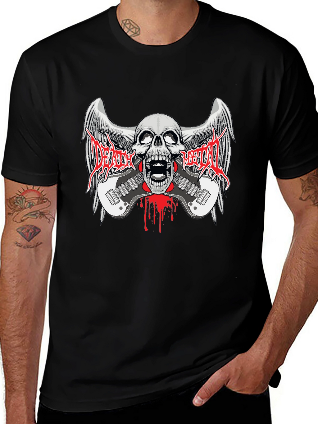 Death Metal Band Graphic Print Black T-Shirt