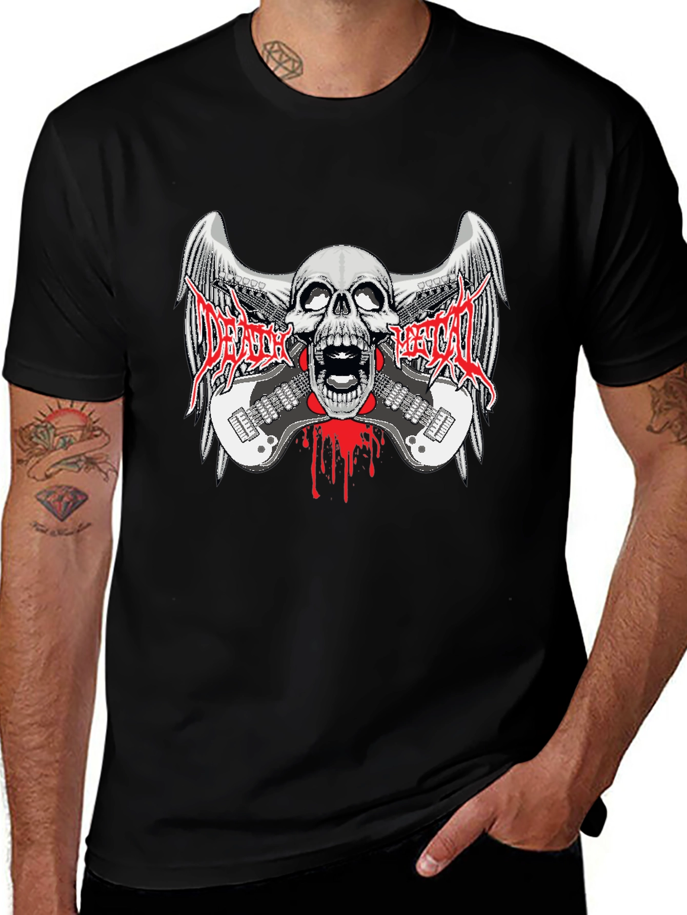 Death Metal Band Graphic Print Black T-Shirt