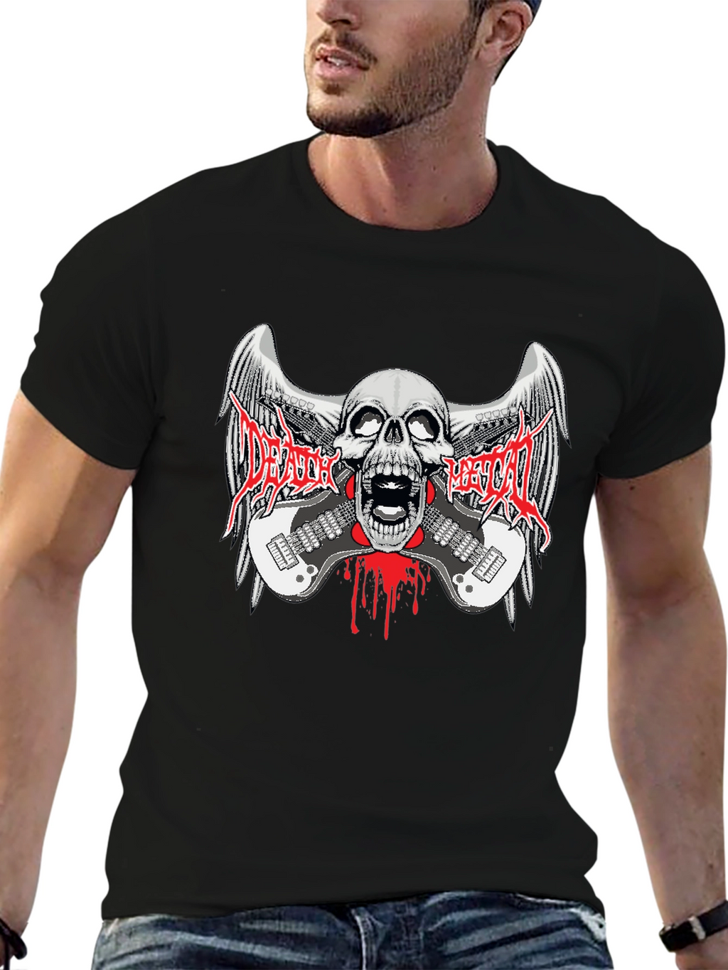 Death Metal Band Graphic Print Black T-Shirt