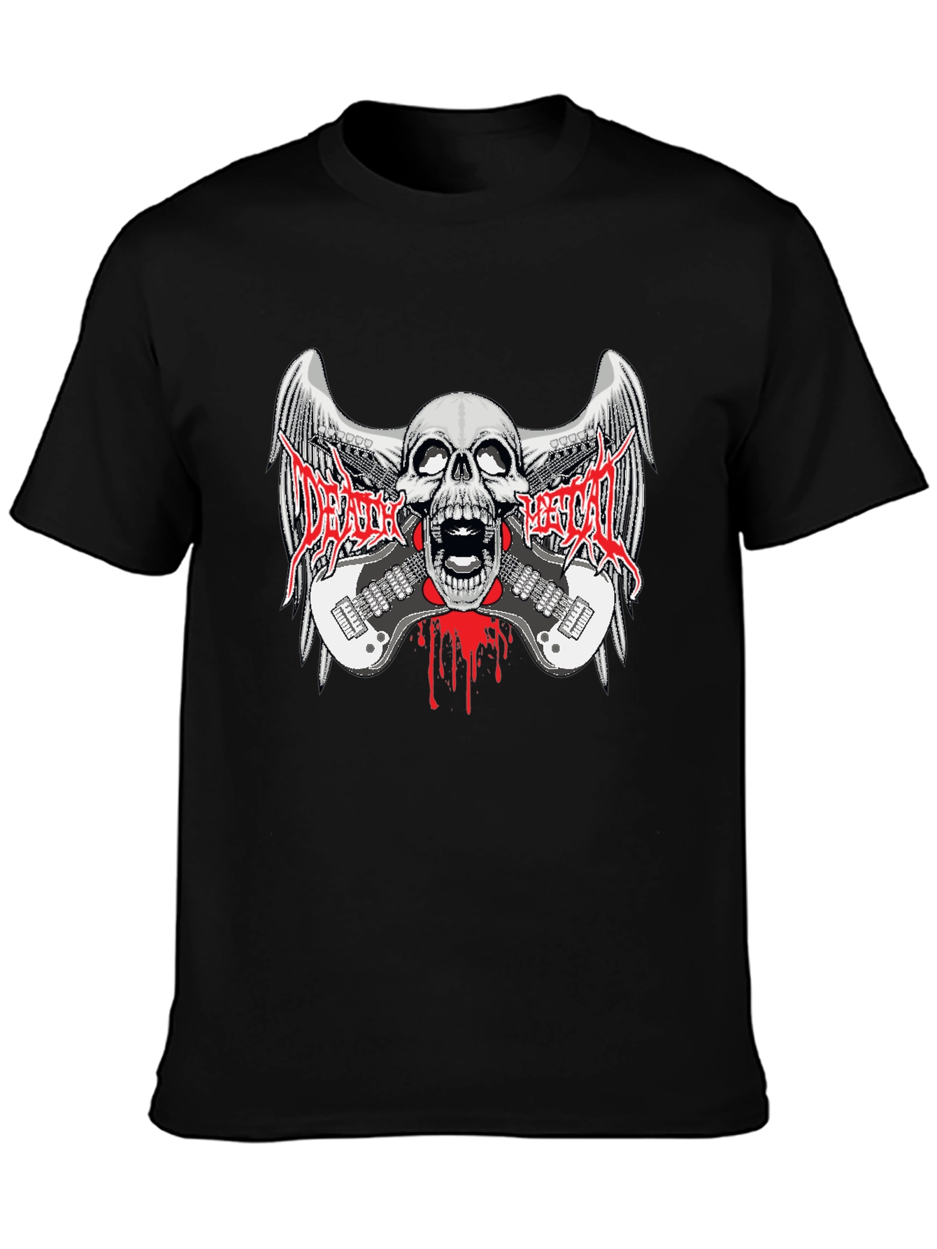 Death Metal Band Graphic Print Black T-Shirt