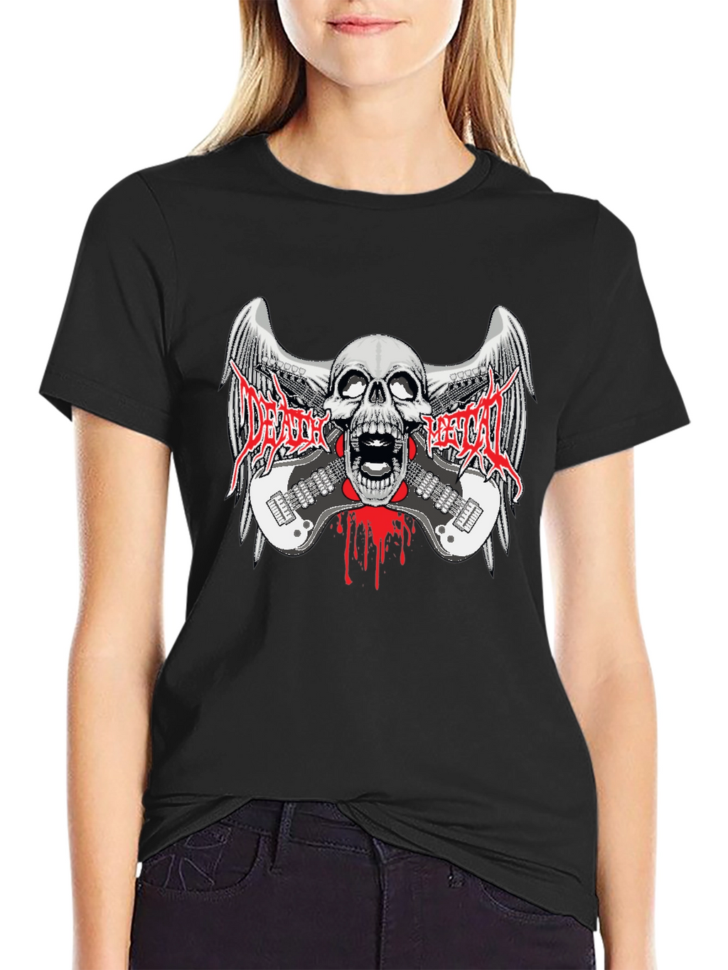 Death Metal Band Graphic Print Black T-Shirt