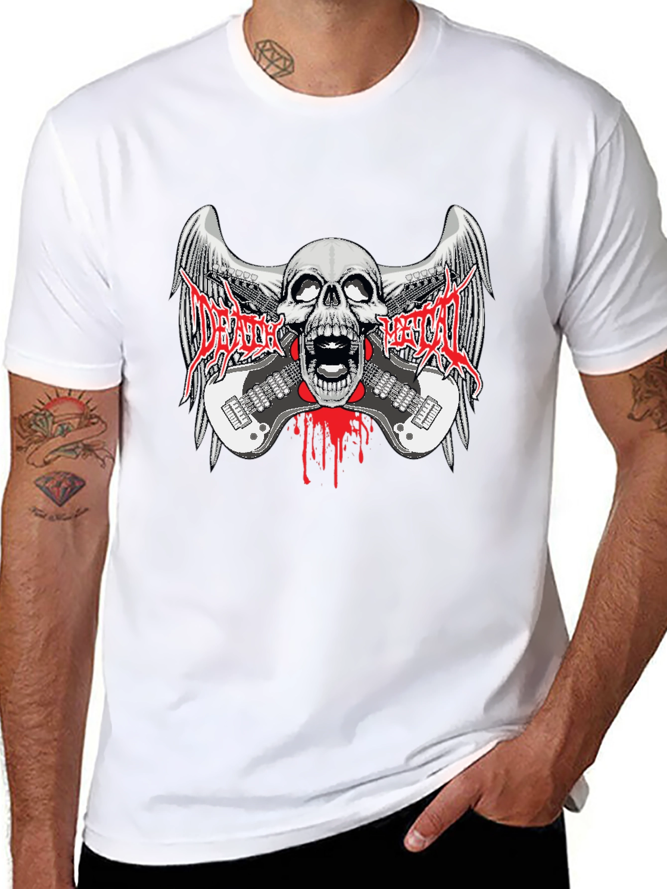 Death Metal Band Graphic Print Black T-Shirt