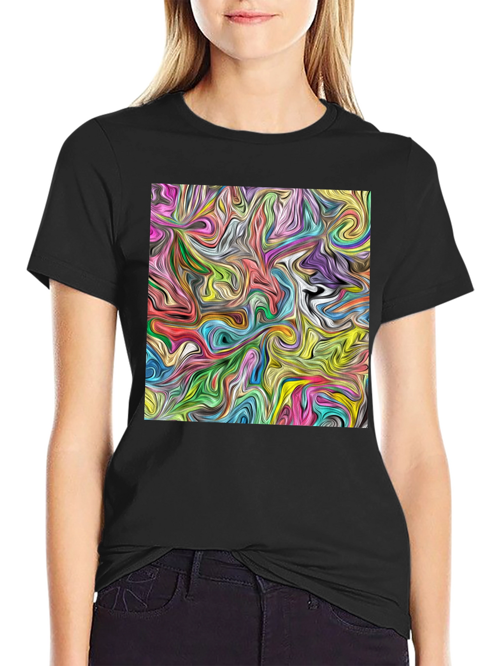 Abstract Swirl Art Black T-Shirt