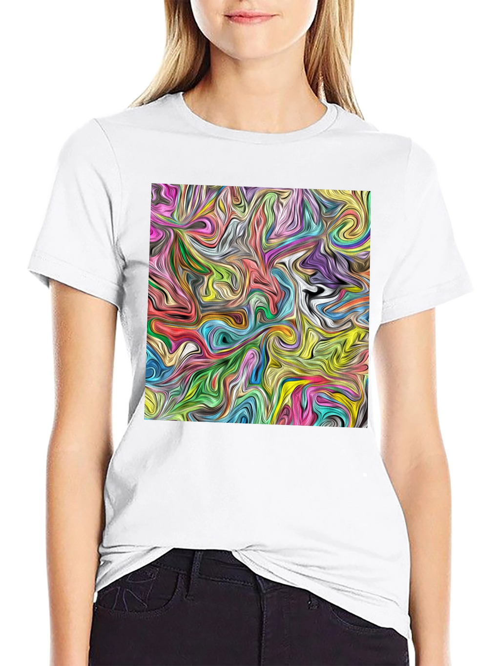 Abstract Swirl Art Black T-Shirt