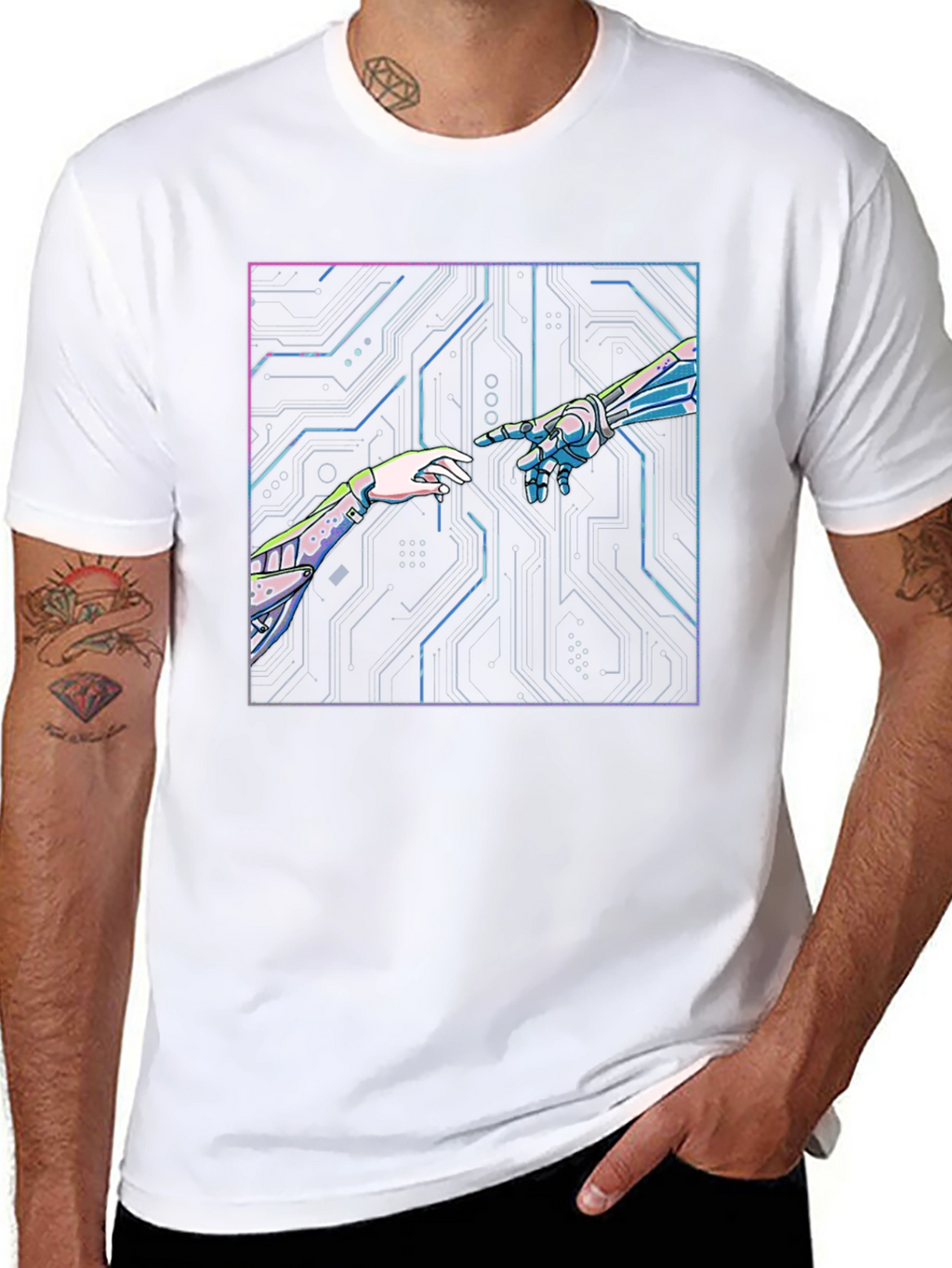 Tech Creation Graphic Tee - Black Cotton T-Shirt