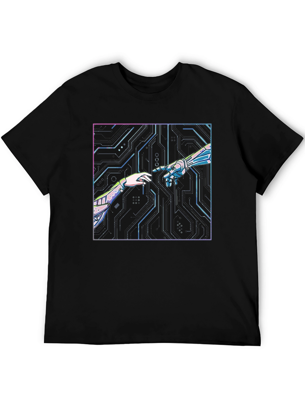 Tech Creation Graphic Tee - Black Cotton T-Shirt