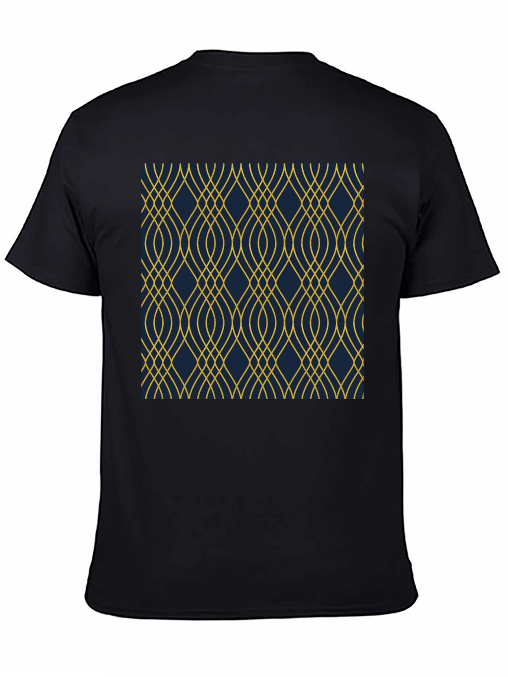 Stylish Black T-Shirt with Geometric Gold Pattern