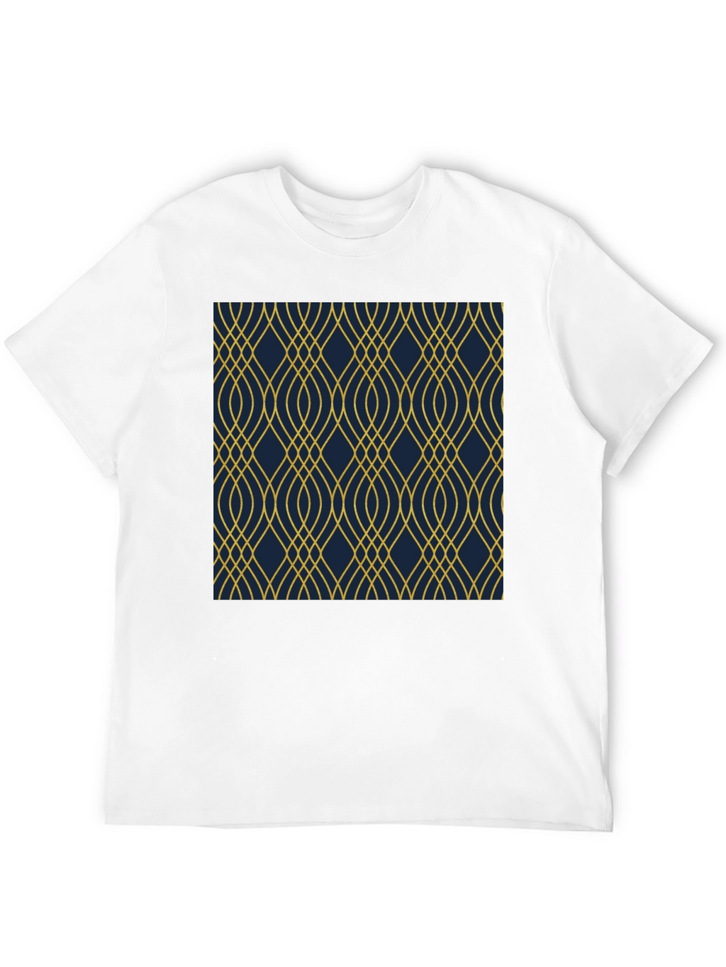Stylish Black T-Shirt with Geometric Gold Pattern