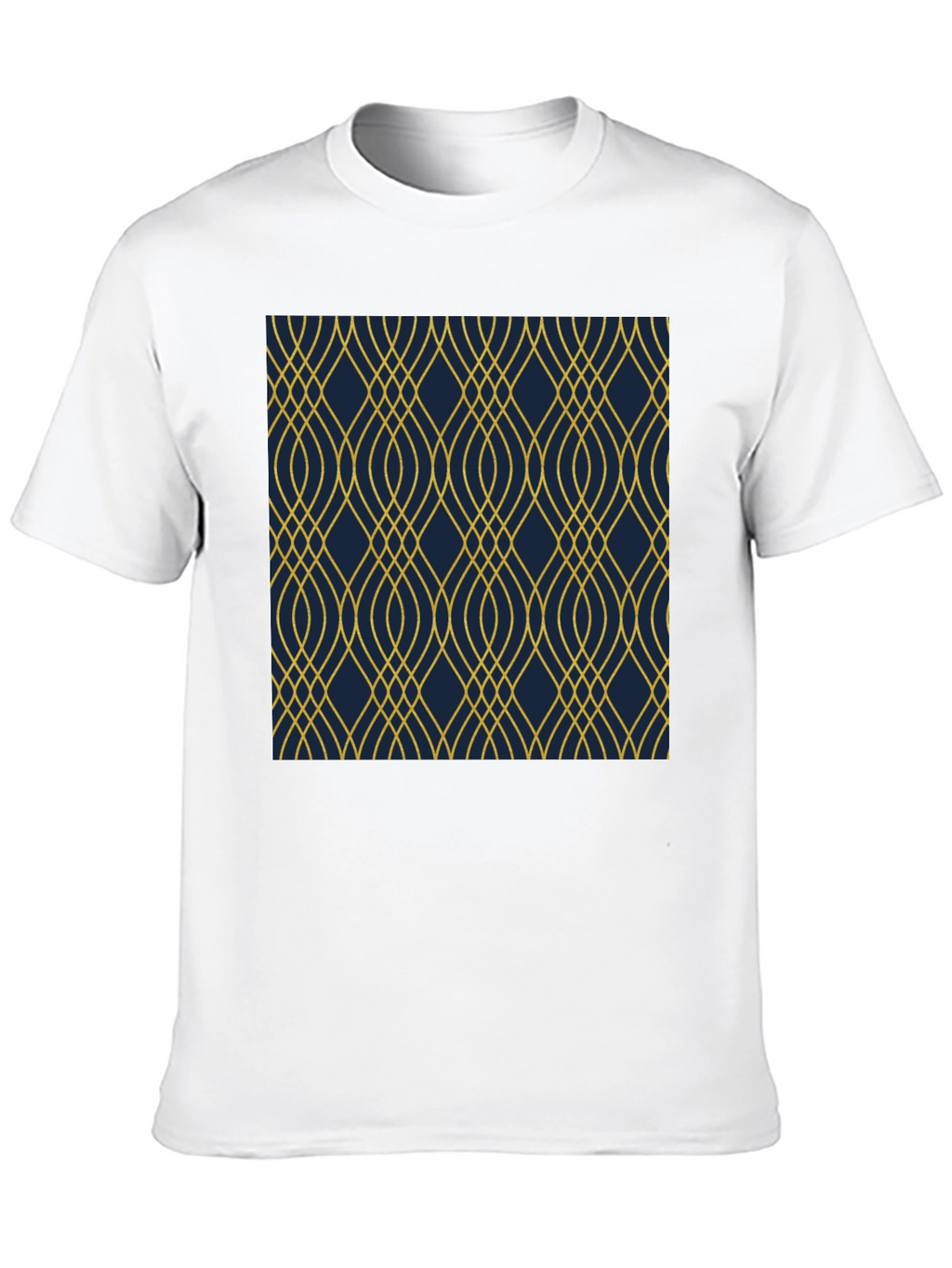 Stylish Black T-Shirt with Geometric Gold Pattern