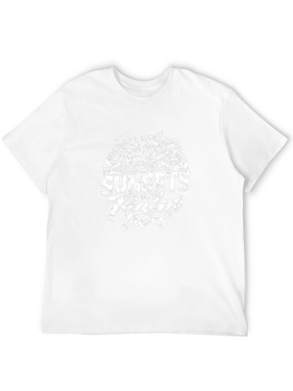 Sunset & Palm Trees Black Graphic T-Shirt