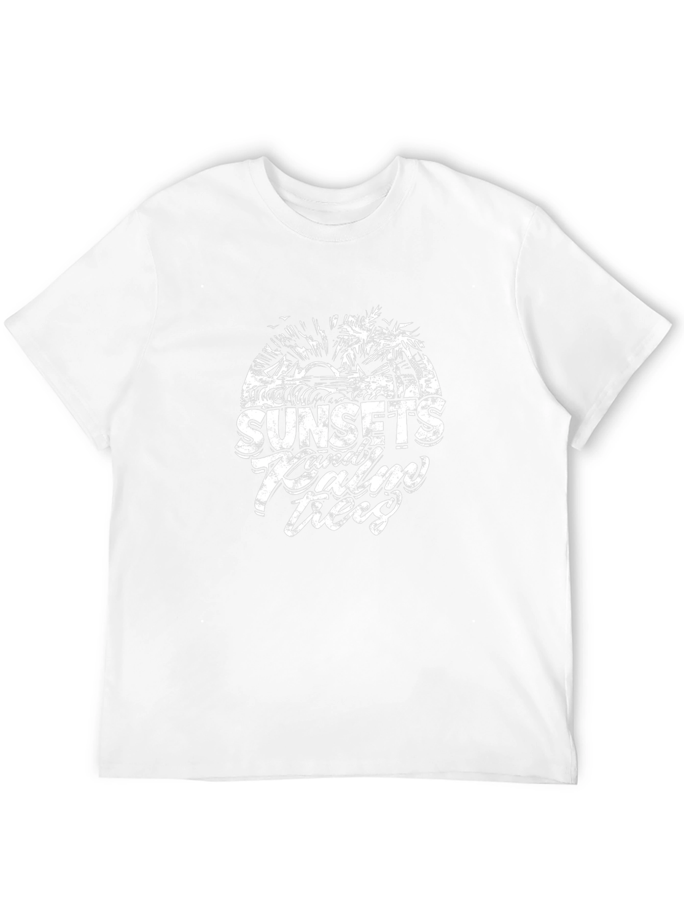Sunset & Palm Trees Black Graphic T-Shirt