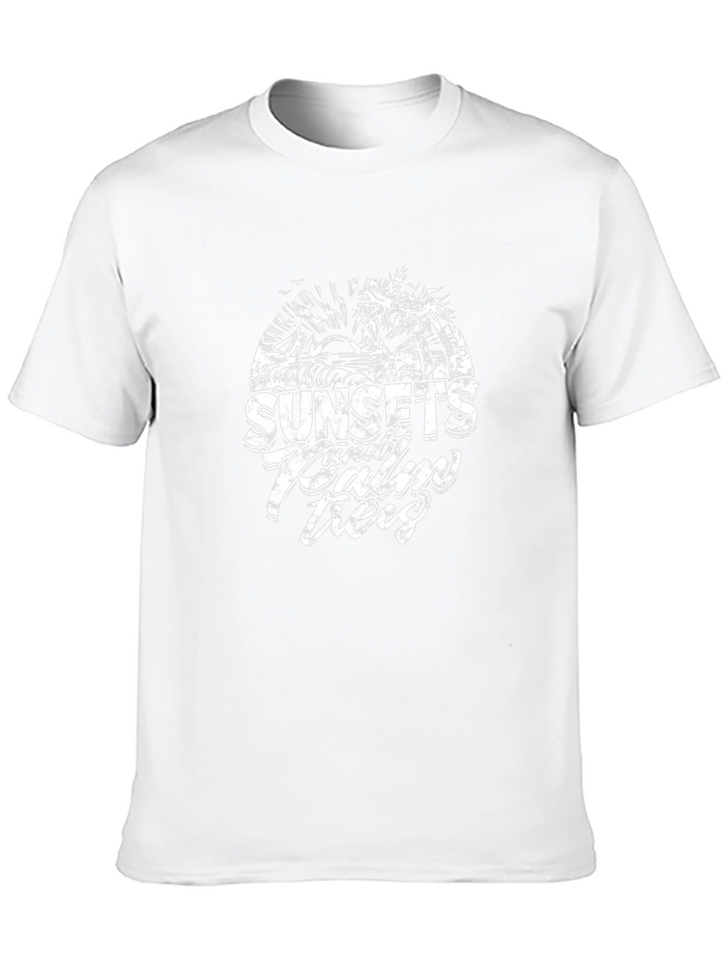 Sunset & Palm Trees Black Graphic T-Shirt