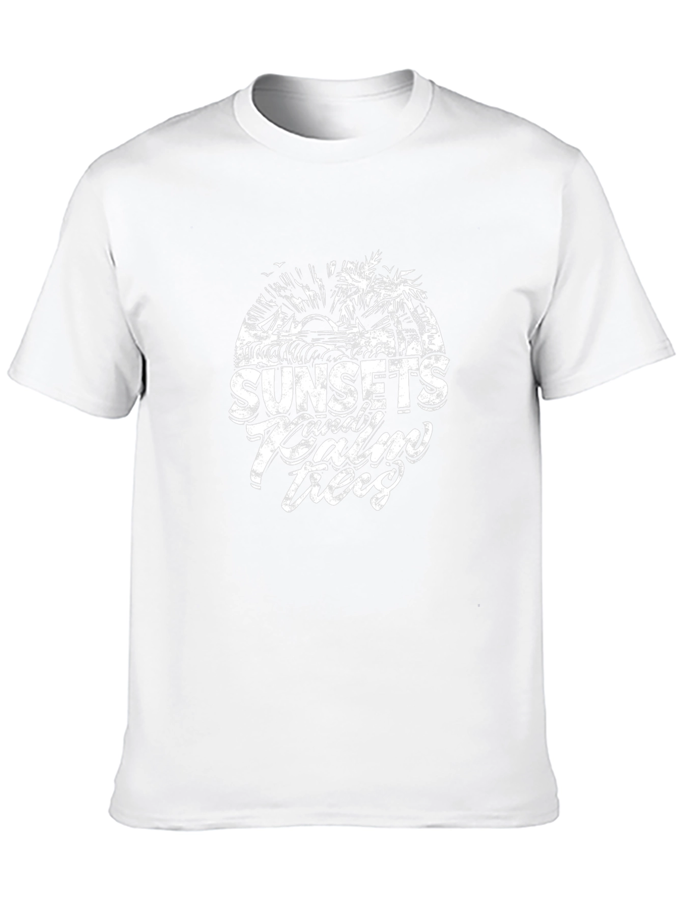 Sunset & Palm Trees Black Graphic T-Shirt
