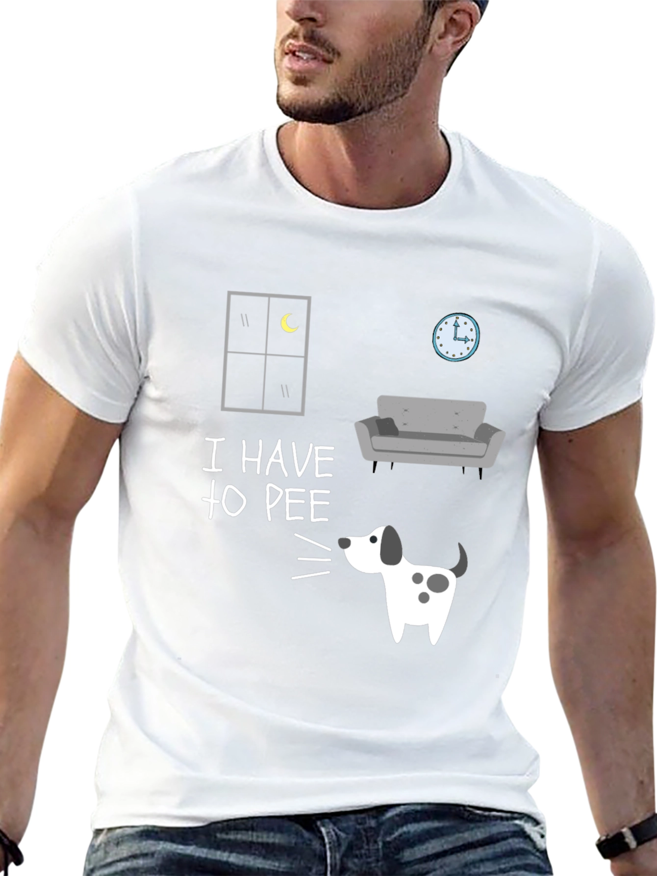 Funny I Have to Pee Dog Graphic T-Shirt