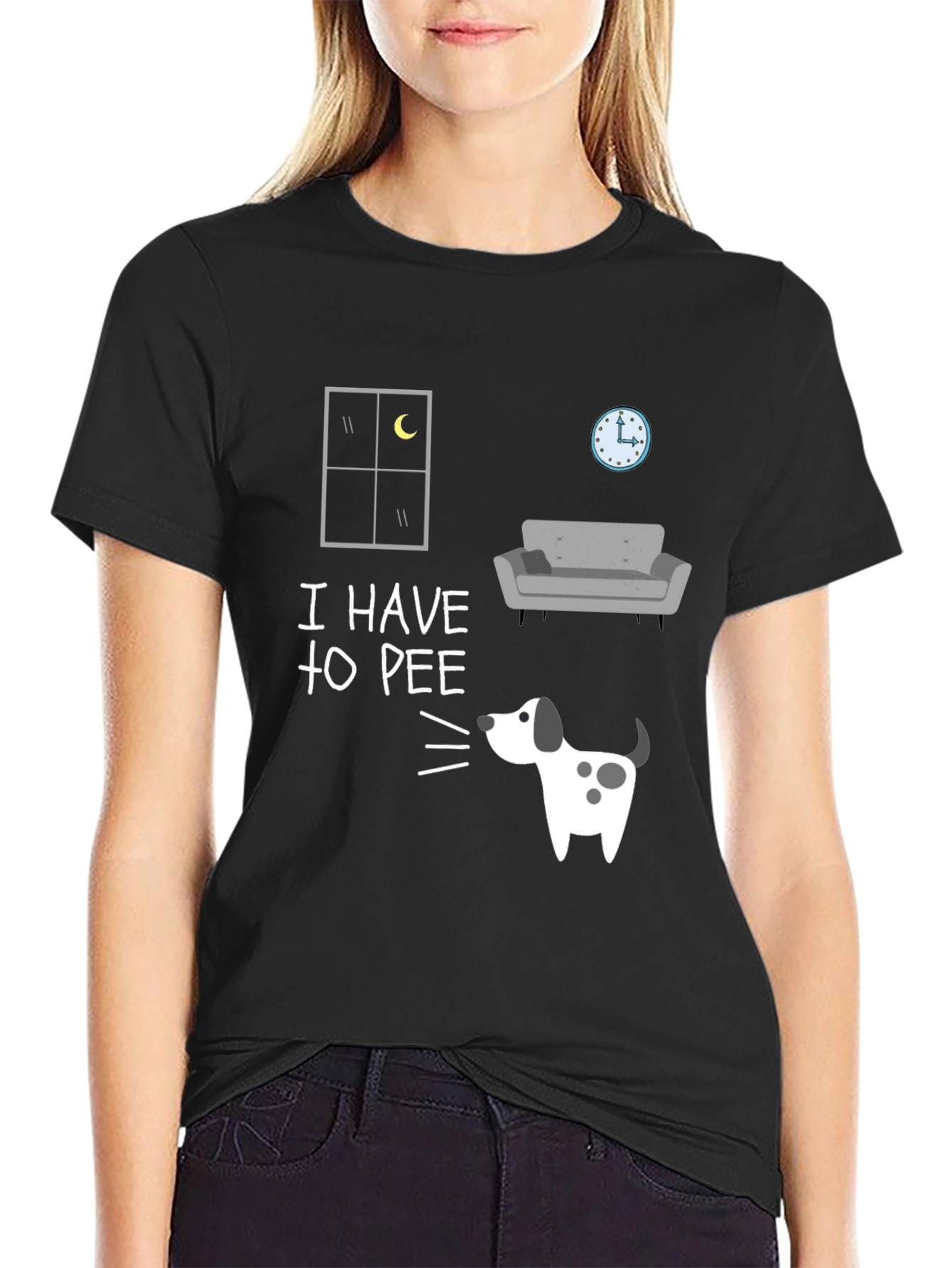 Funny I Have to Pee Dog Graphic T-Shirt
