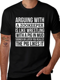 Zookeeper Pig Mud Wrestling Slogan T-Shirt