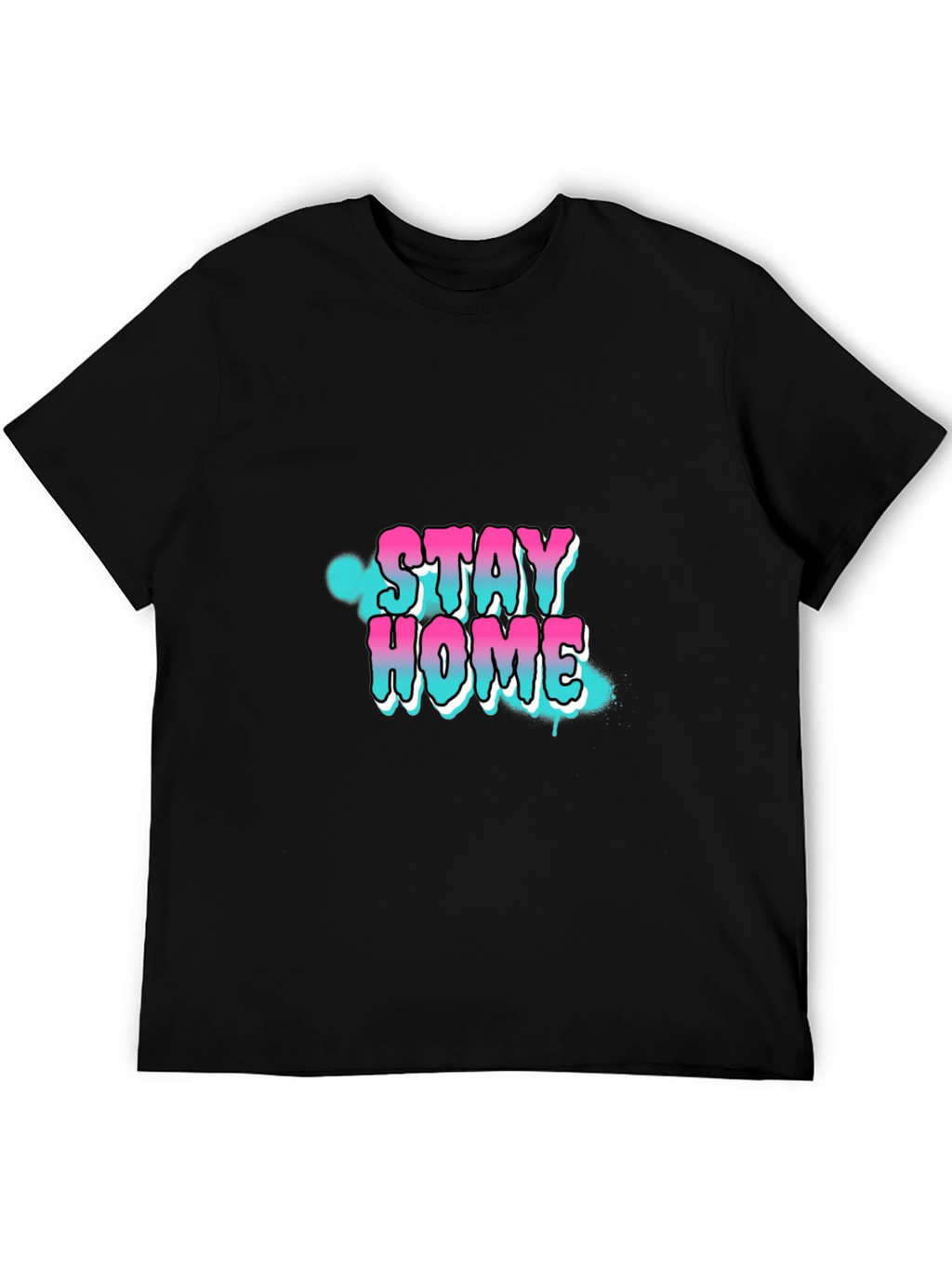 Stay Home Graphic Print Black T-Shirt