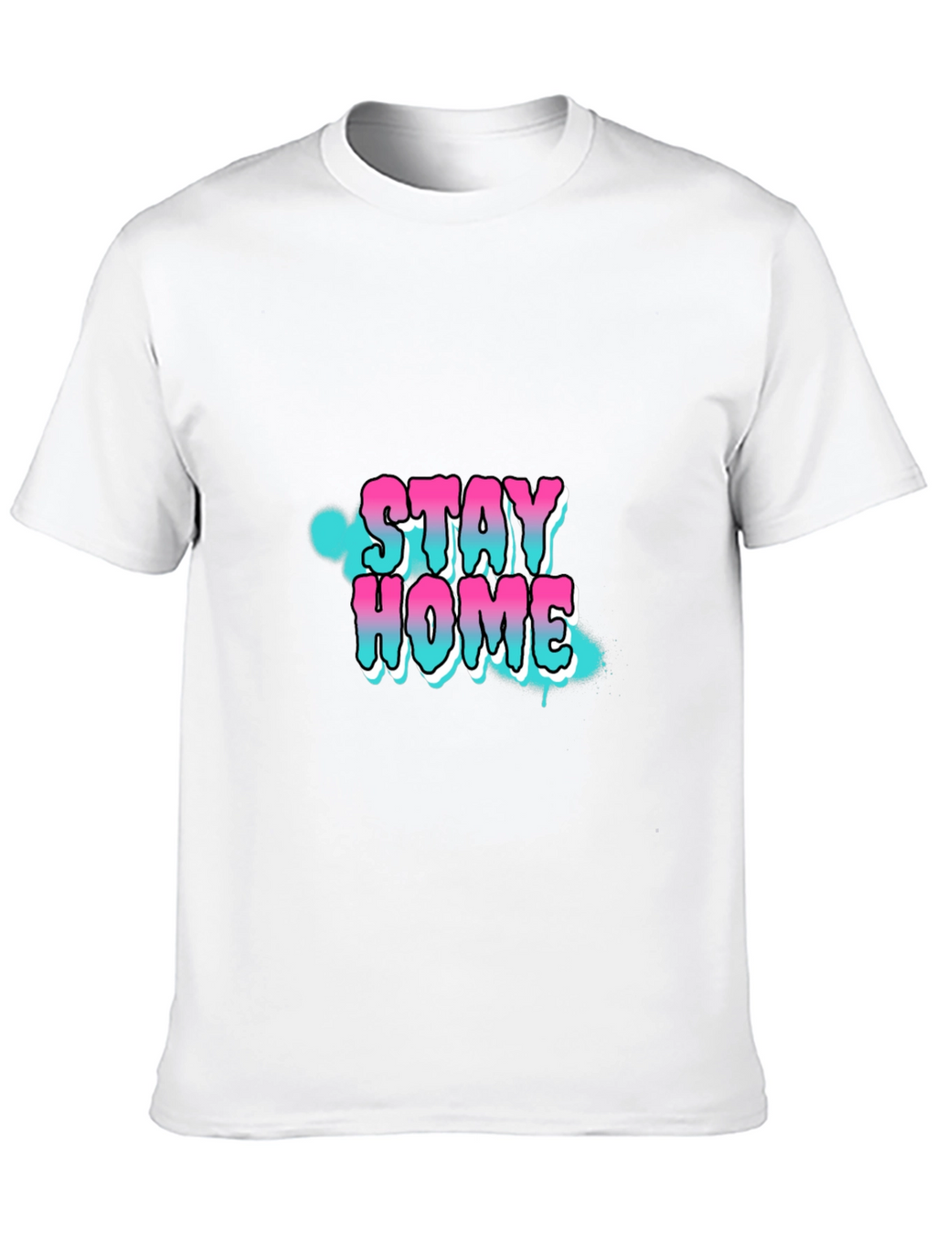 Stay Home Graphic Print Black T-Shirt