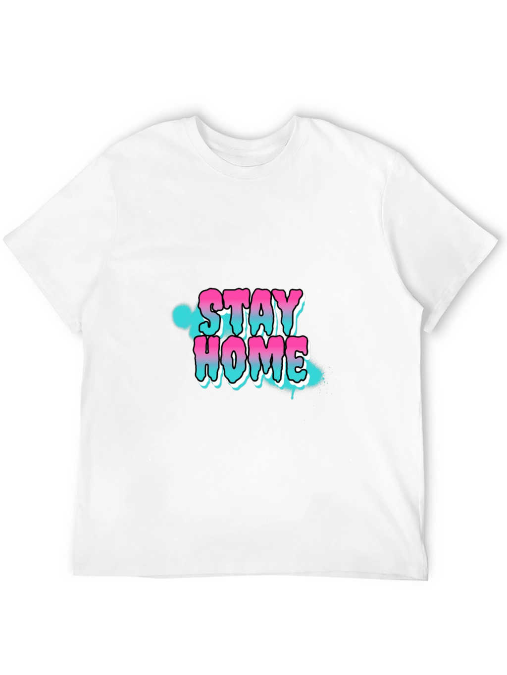 Stay Home Graphic Print Black T-Shirt