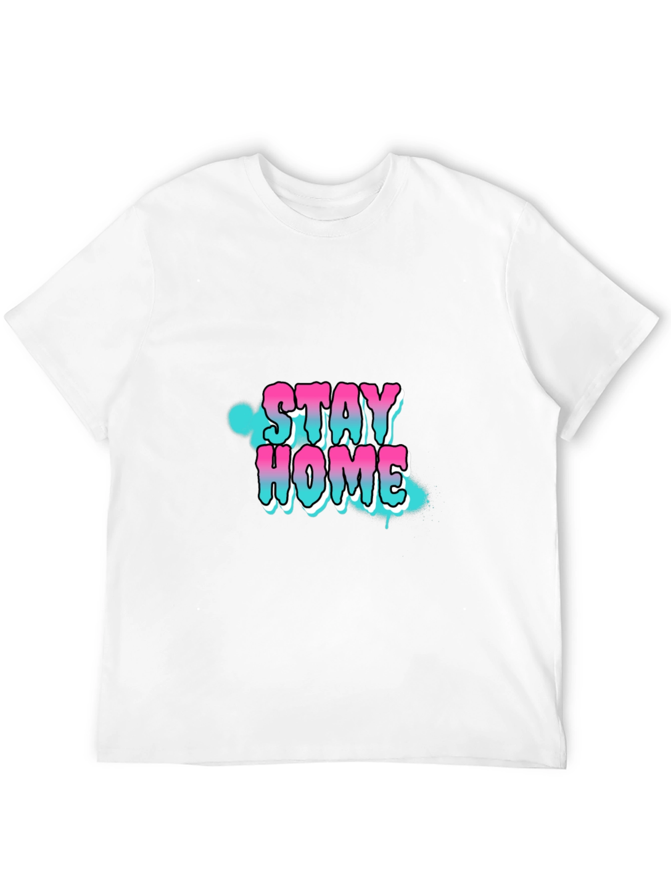 Stay Home Graphic Print Black T-Shirt