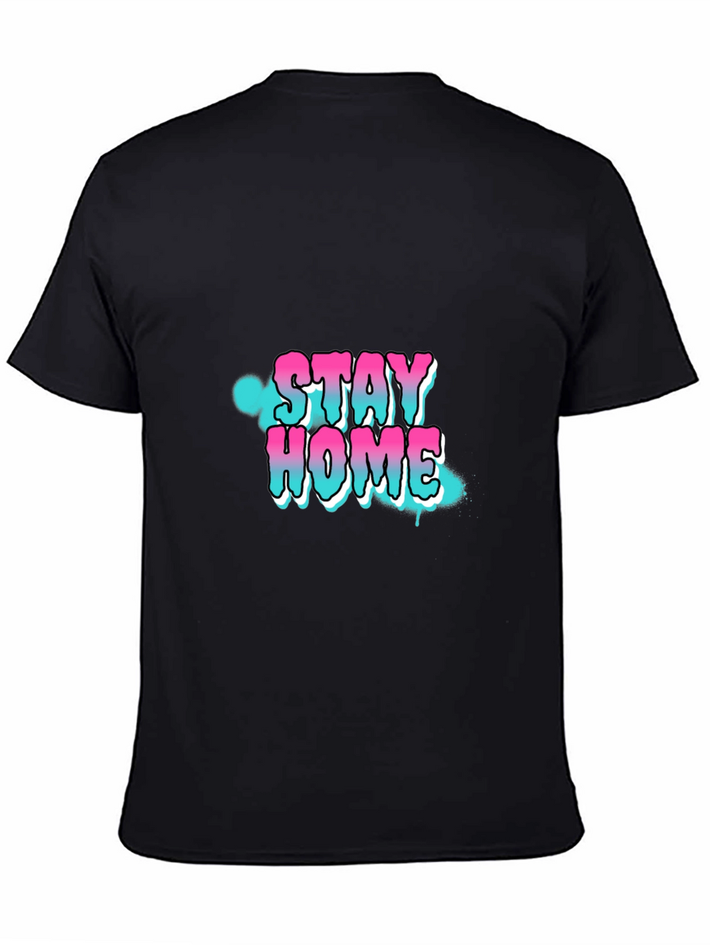 Stay Home Graphic Print Black T-Shirt