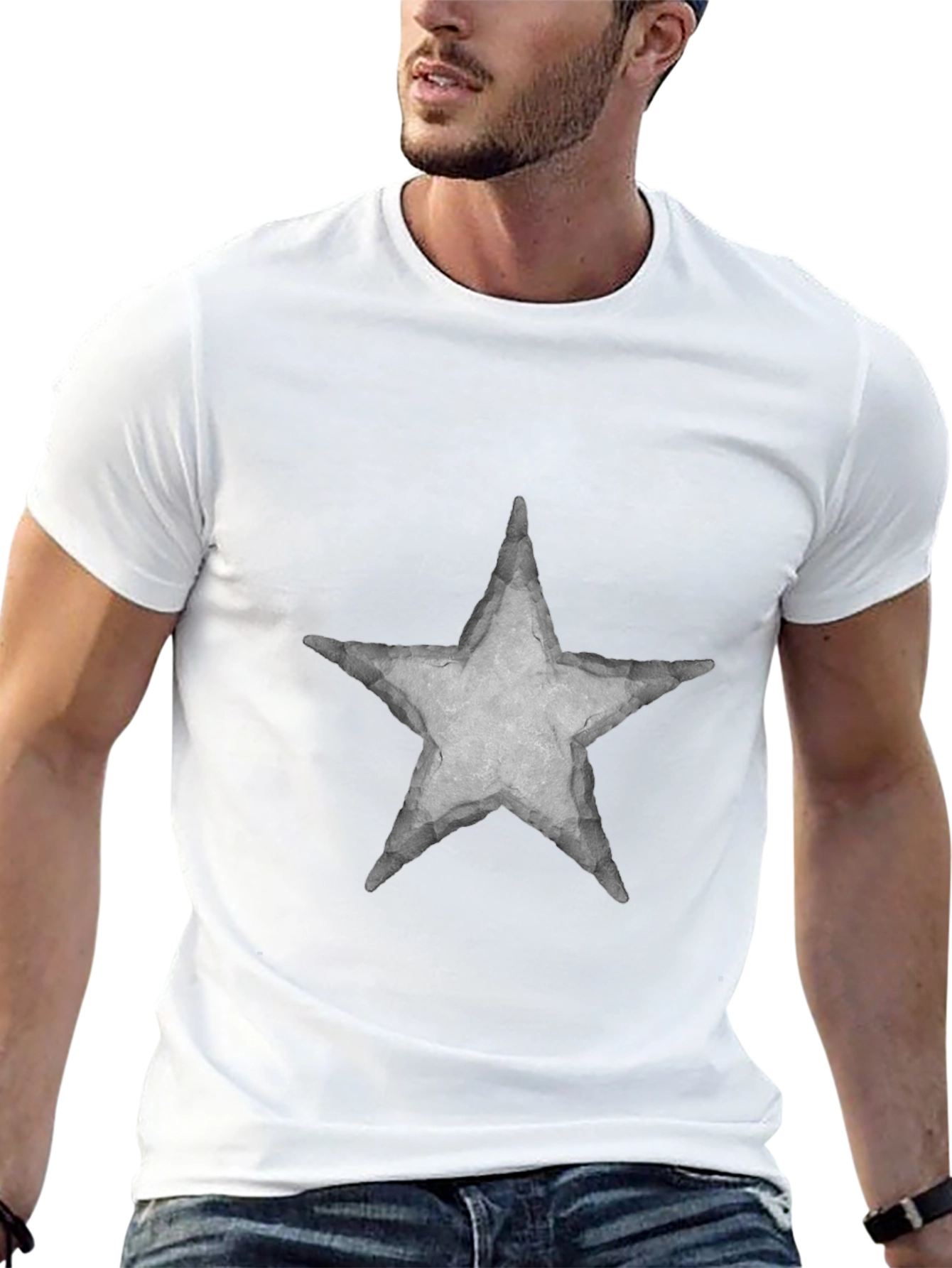 Star Graphic Print Tee - Casual Black T-Shirt