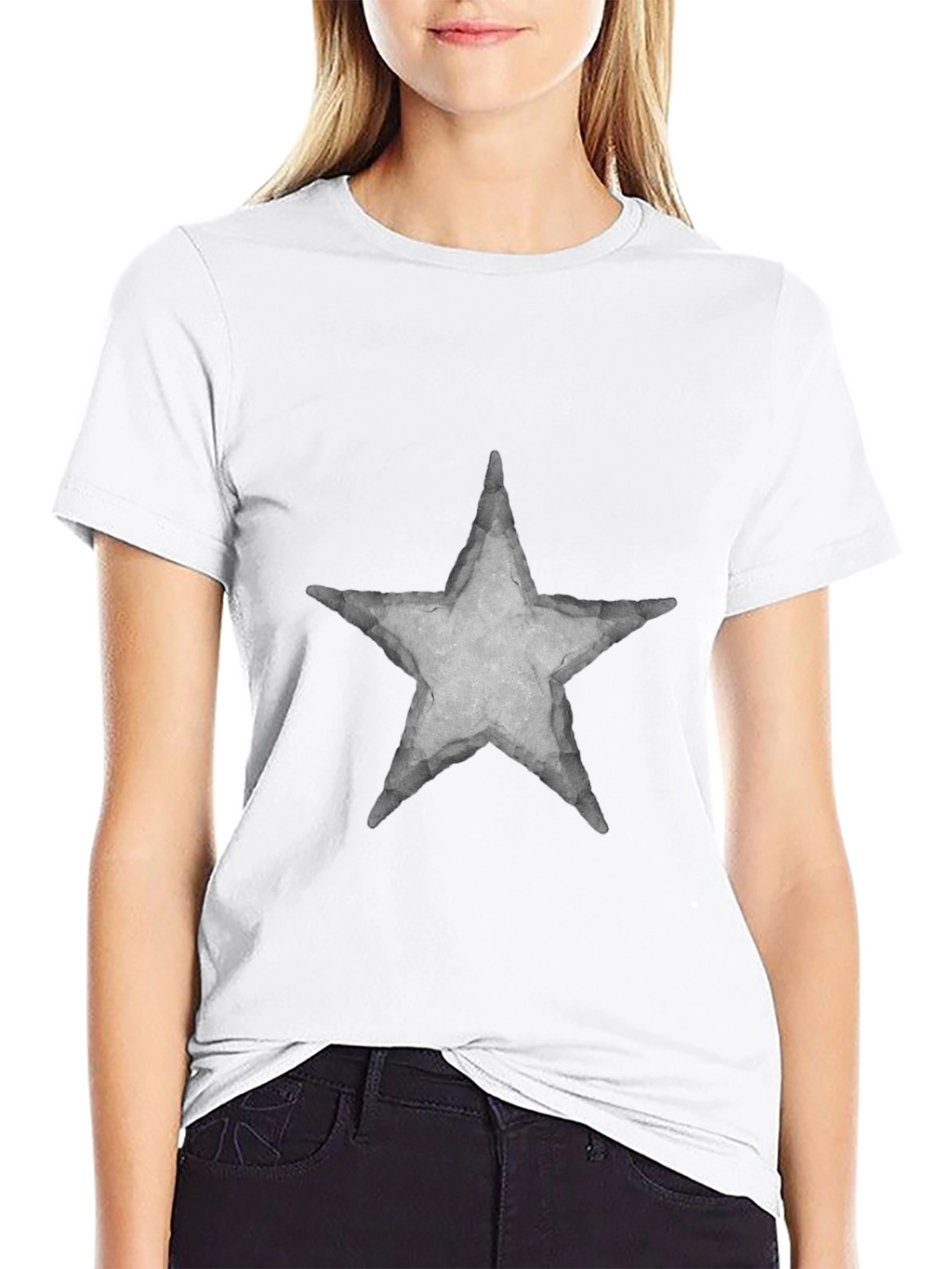 Star Graphic Print Tee - Casual Black T-Shirt