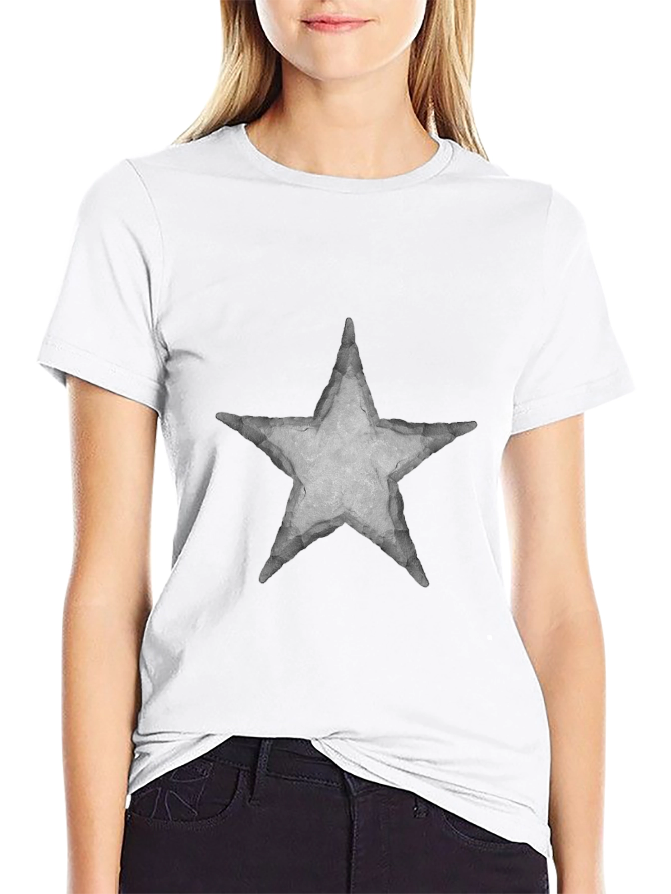 Star Graphic Print Tee - Casual Black T-Shirt