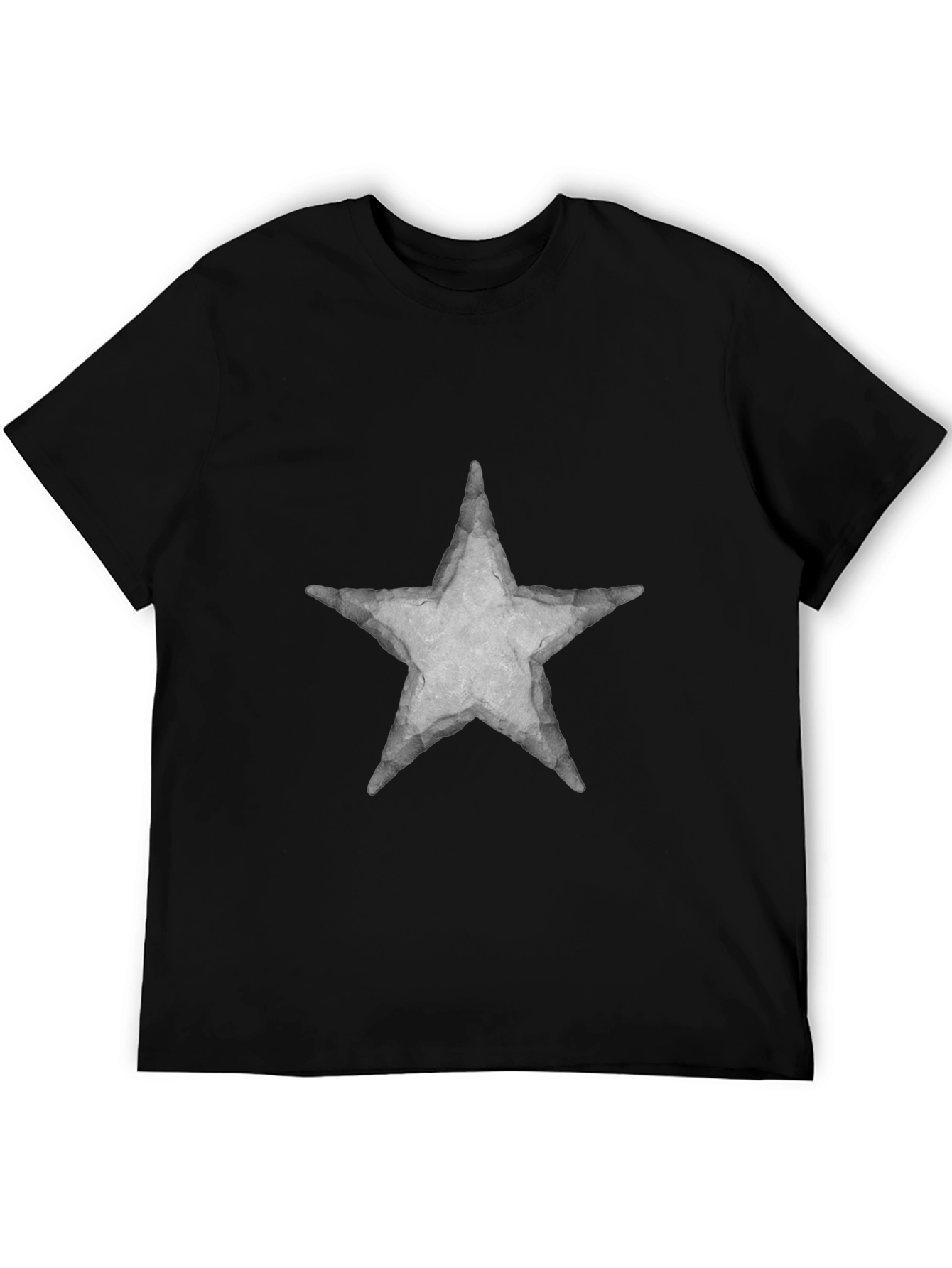 Star Graphic Print Tee - Casual Black T-Shirt